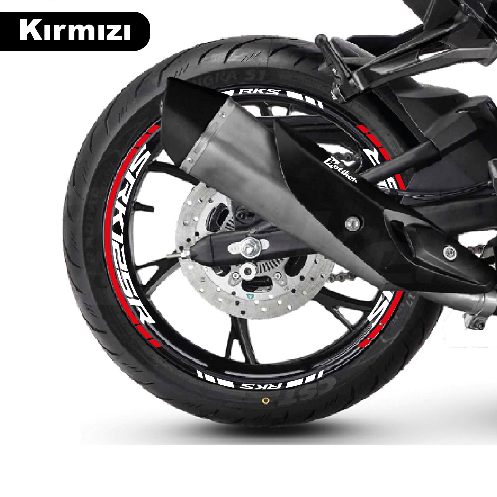 RKSRKS (QJ MOTOR) SRK 125R Motosiklet Jant İç ve Dış Set Sticker Etiket Modeli Kırmızı