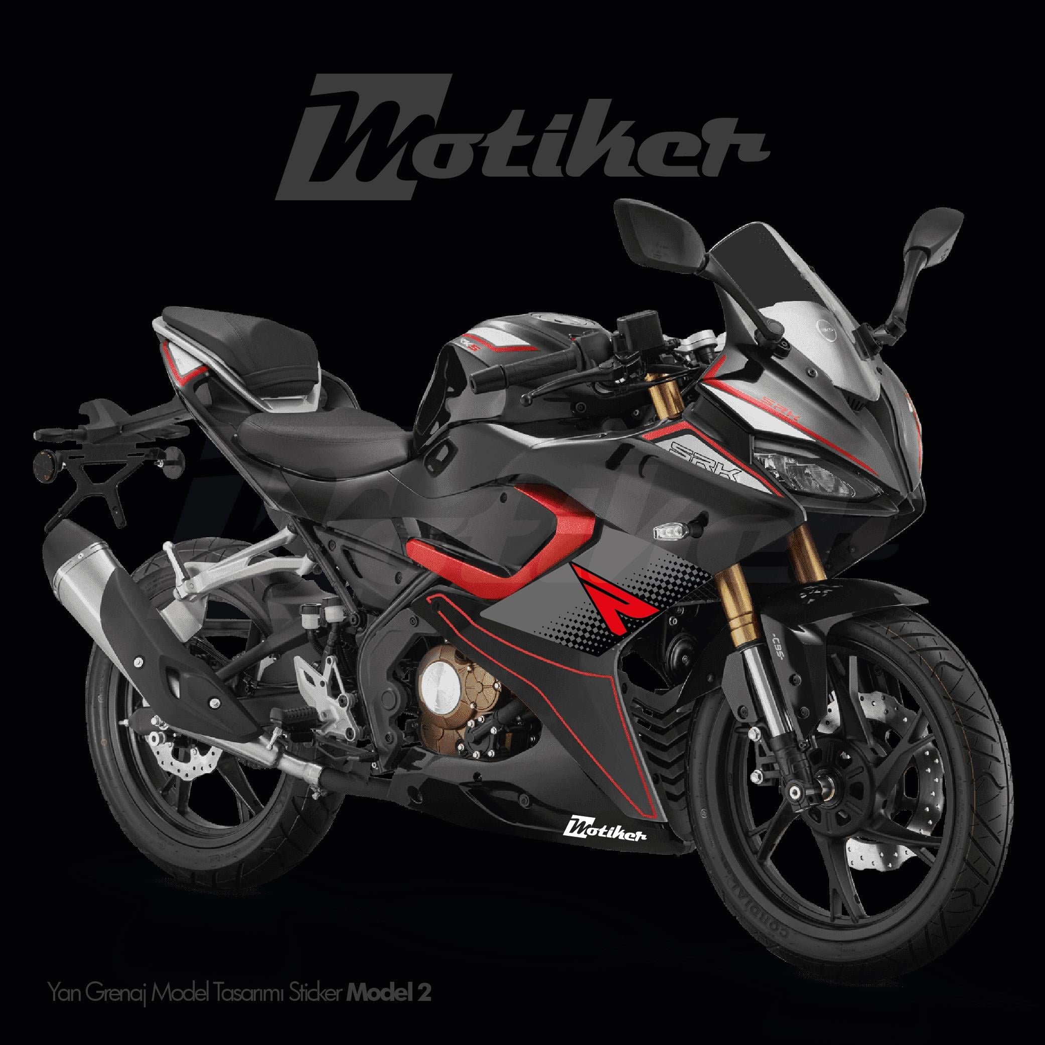 RKSRKS (QJ MOTOR) SRK 125R YAN GRENAJ MODEL TASARIM STICKER ETIKET MODELİ 2