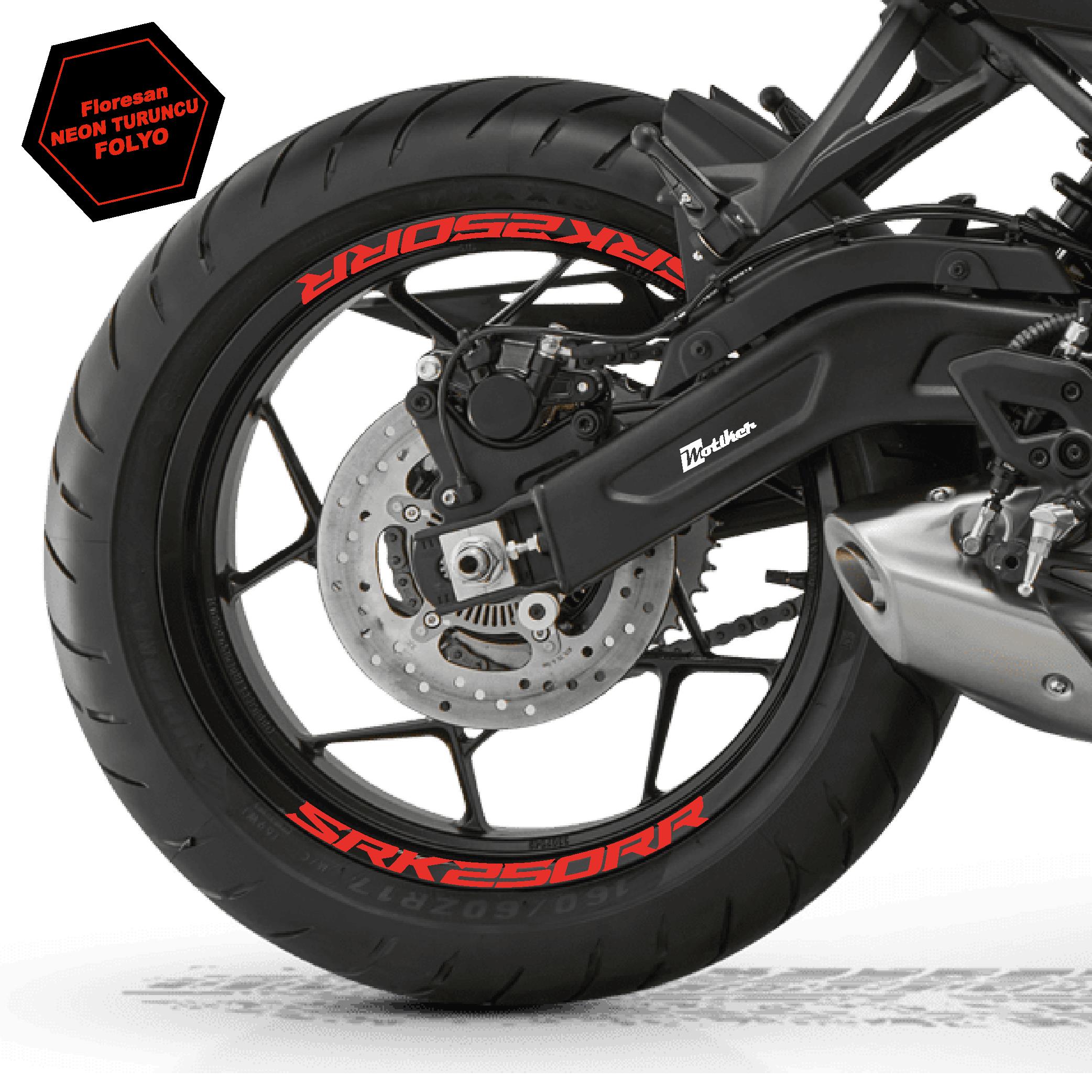 RKSRKS (QJ MOTOR) SRK 250RR Motosiklet Jant İçi Sticker Etiket Modeli Neon Turuncu
