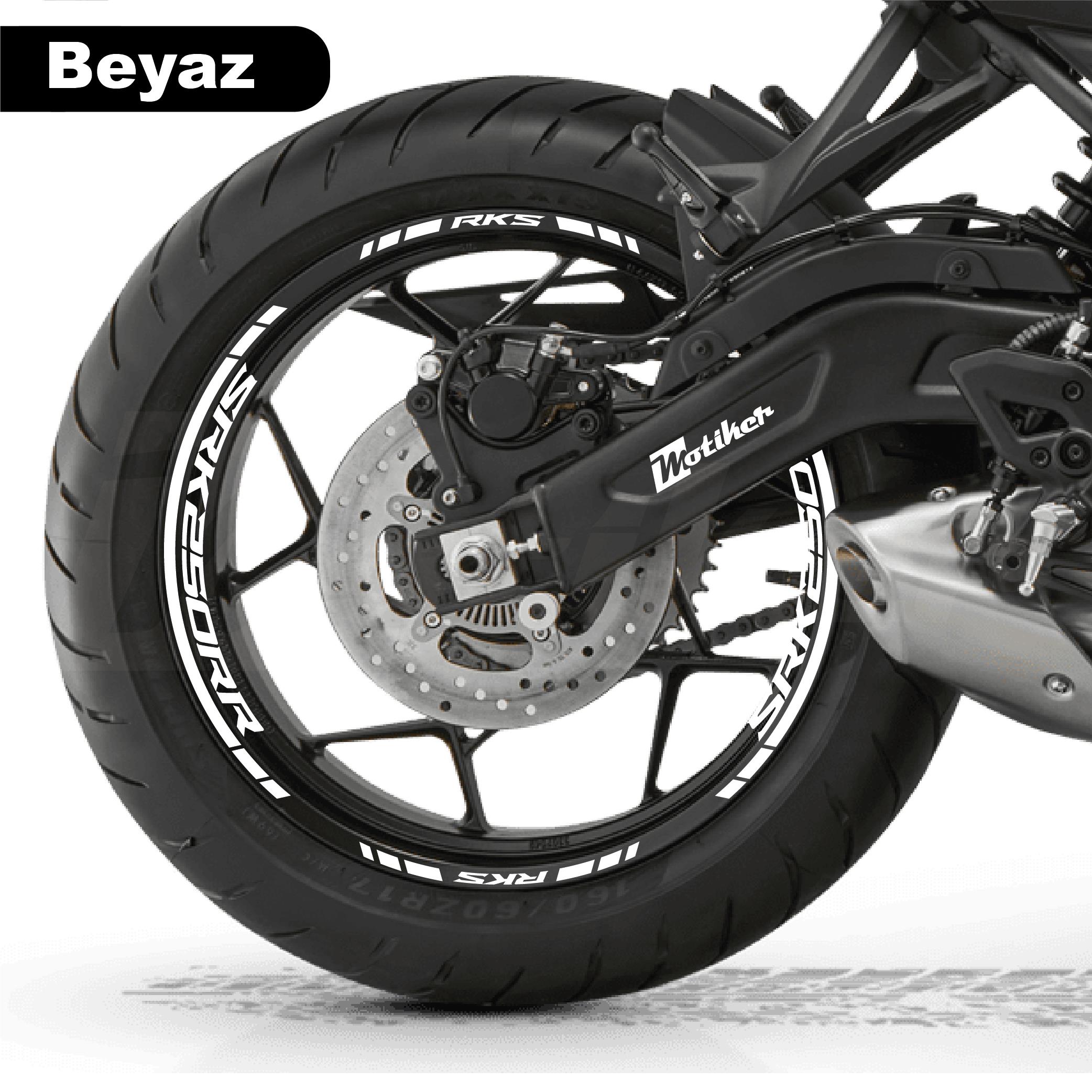 RKSRKS (QJ MOTOR) SRK 250RR Motosiklet Jant İç ve Dış Set Sticker Etiket Modeli Beyaz