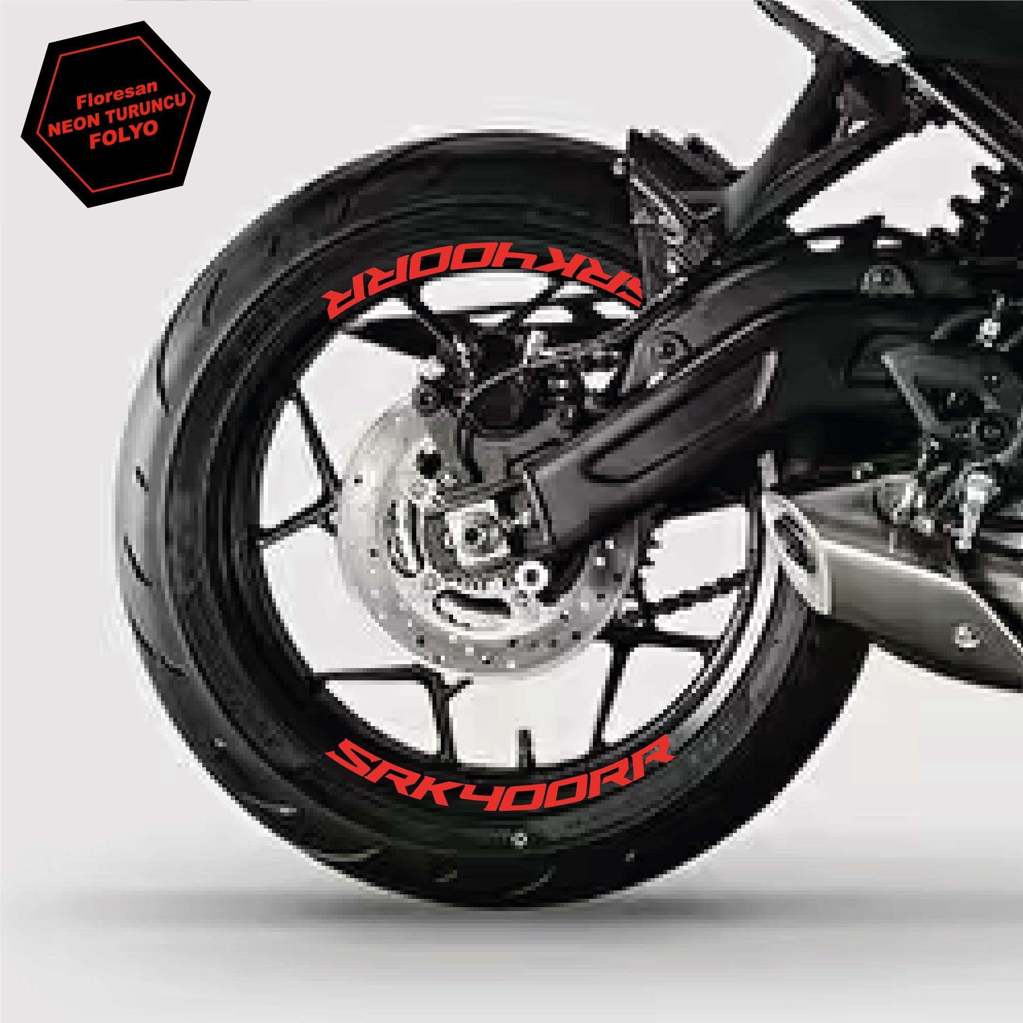 RKSRKS (QJ MOTOR) SRK 400RR Motosiklet Jant İçi Sticker Etiket Modeli Neon Turuncu