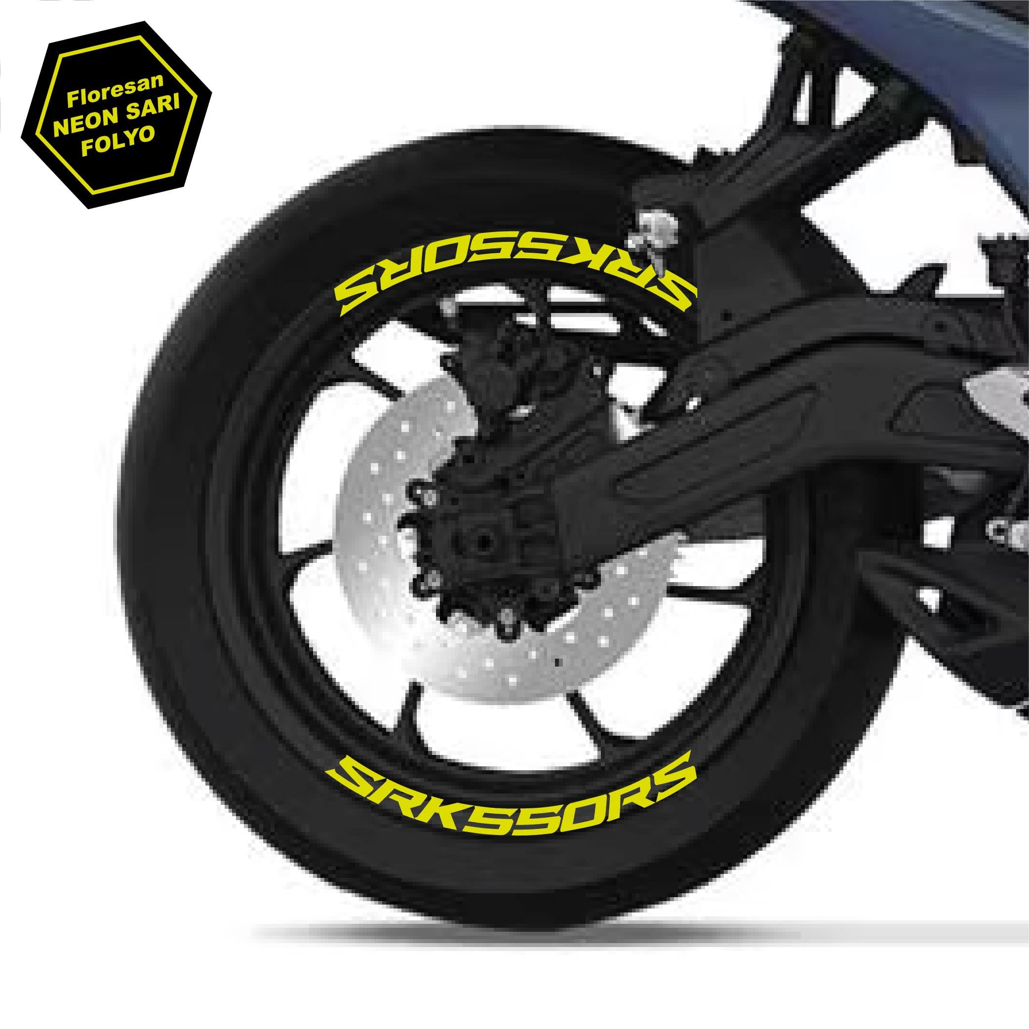 RKSRKS (QJ MOTOR) SRK 550 RS Motosiklet Jant İçi Sticker Etiket Modeli Neon Sarı