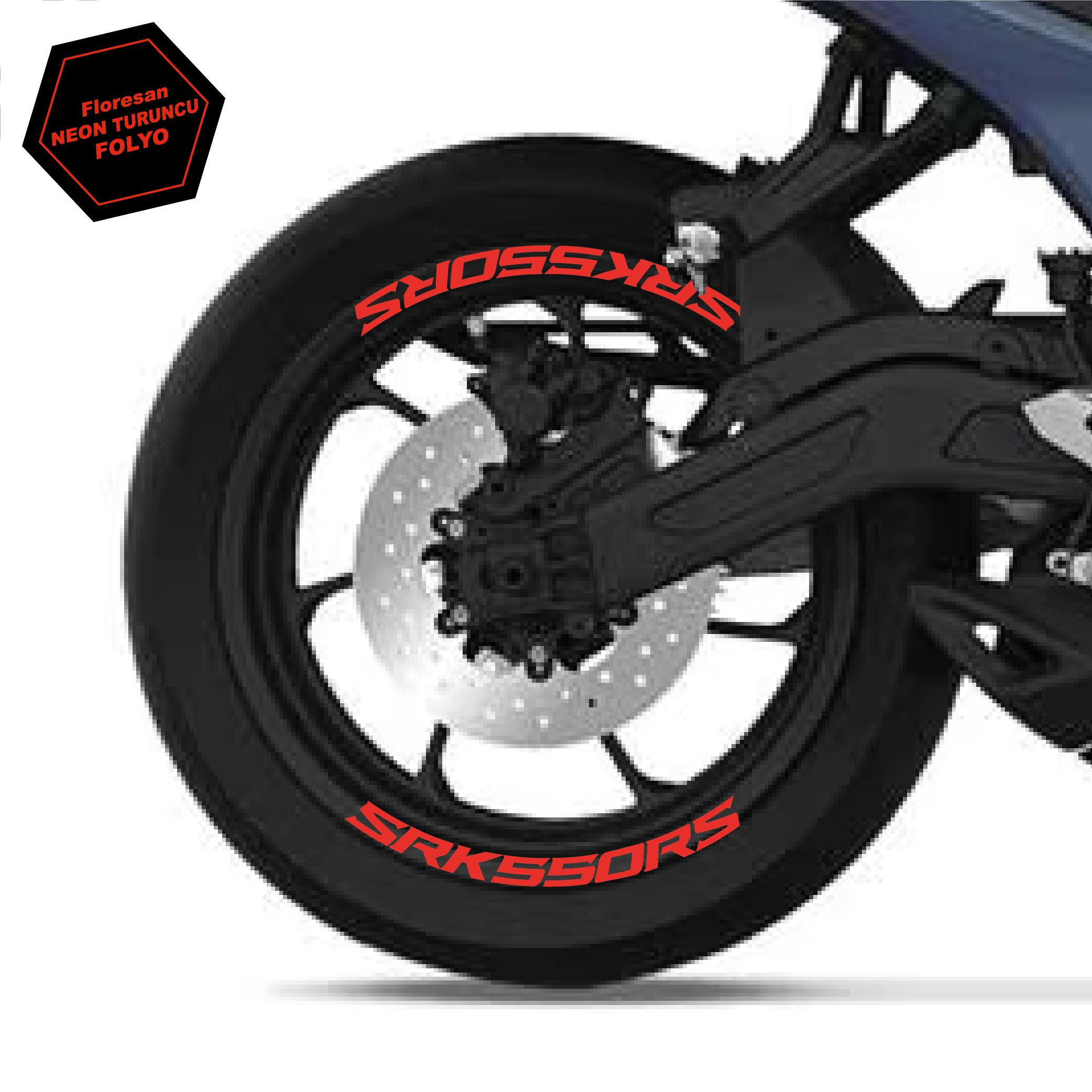 RKSRKS (QJ MOTOR) SRK 550 RS Motosiklet Jant İçi Sticker Etiket Modeli Neon Turuncu