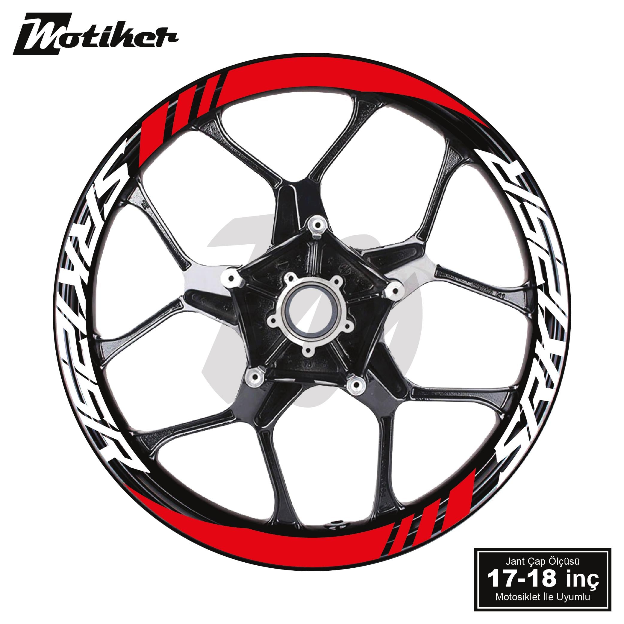 PULSAR NS 200RKS QJMOTOR SRK125R Geniş Jant Sticker Modeli 16'lı Kırmızı Beyaz