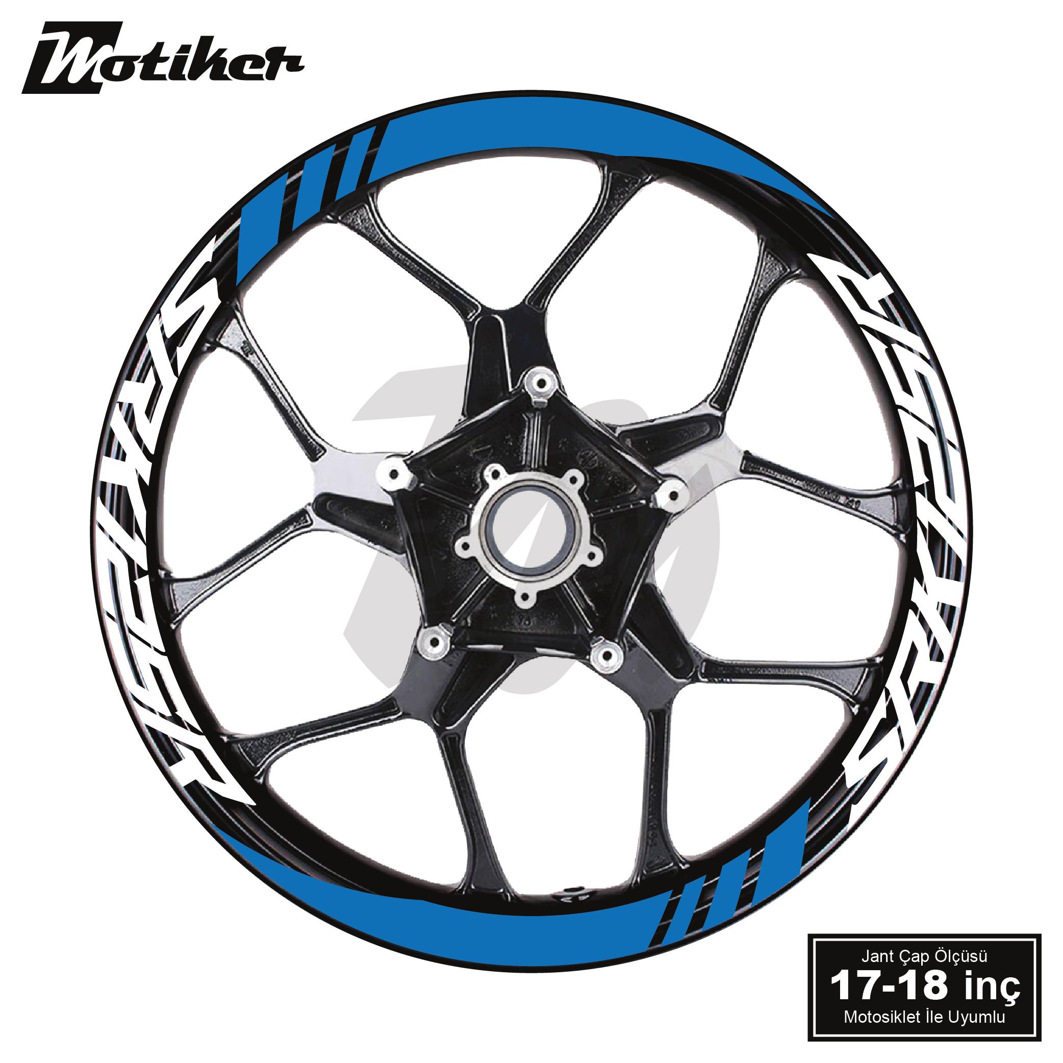 RKSRKS QJMOTOR SRK125R Geniş Jant Sticker Modeli 16'lı Mavi Beyaz