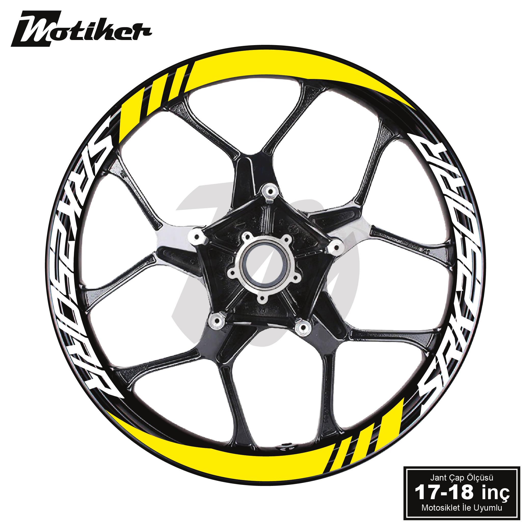 RKSRKS QJMOTOR SRK250RR Geniş Jant Sticker Modeli 16'lı Sarı Beyaz
