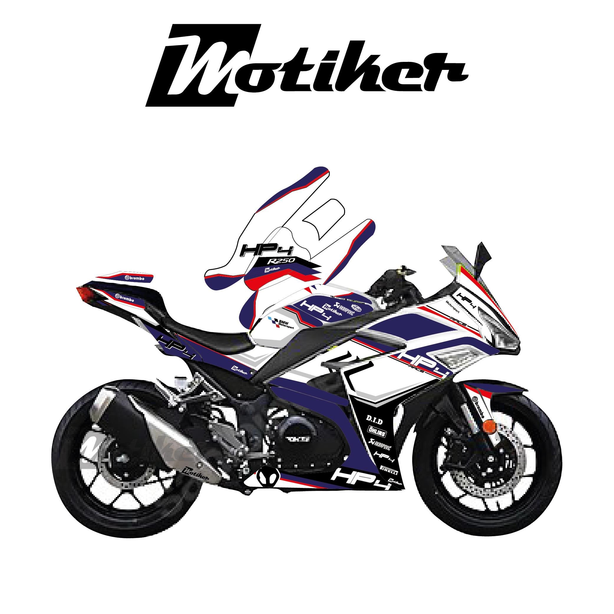 RKSRKS R250 Bmw HP4 Sticker Tasarım Motosiklet Etiket Kaplama Modeli