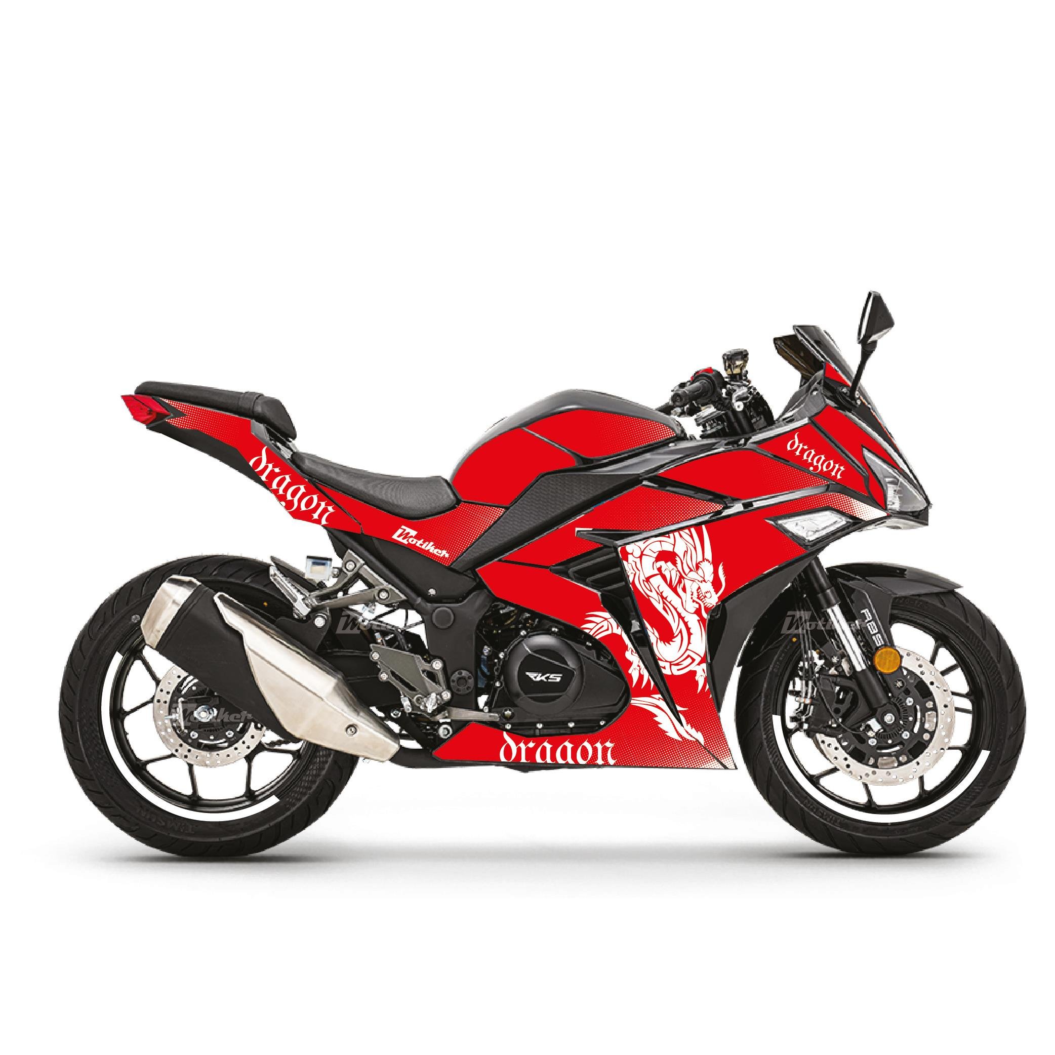 RKS R250 Kırmızı Beyaz Dragon  Parçalı Kaplama Sticker Etiket Modeli