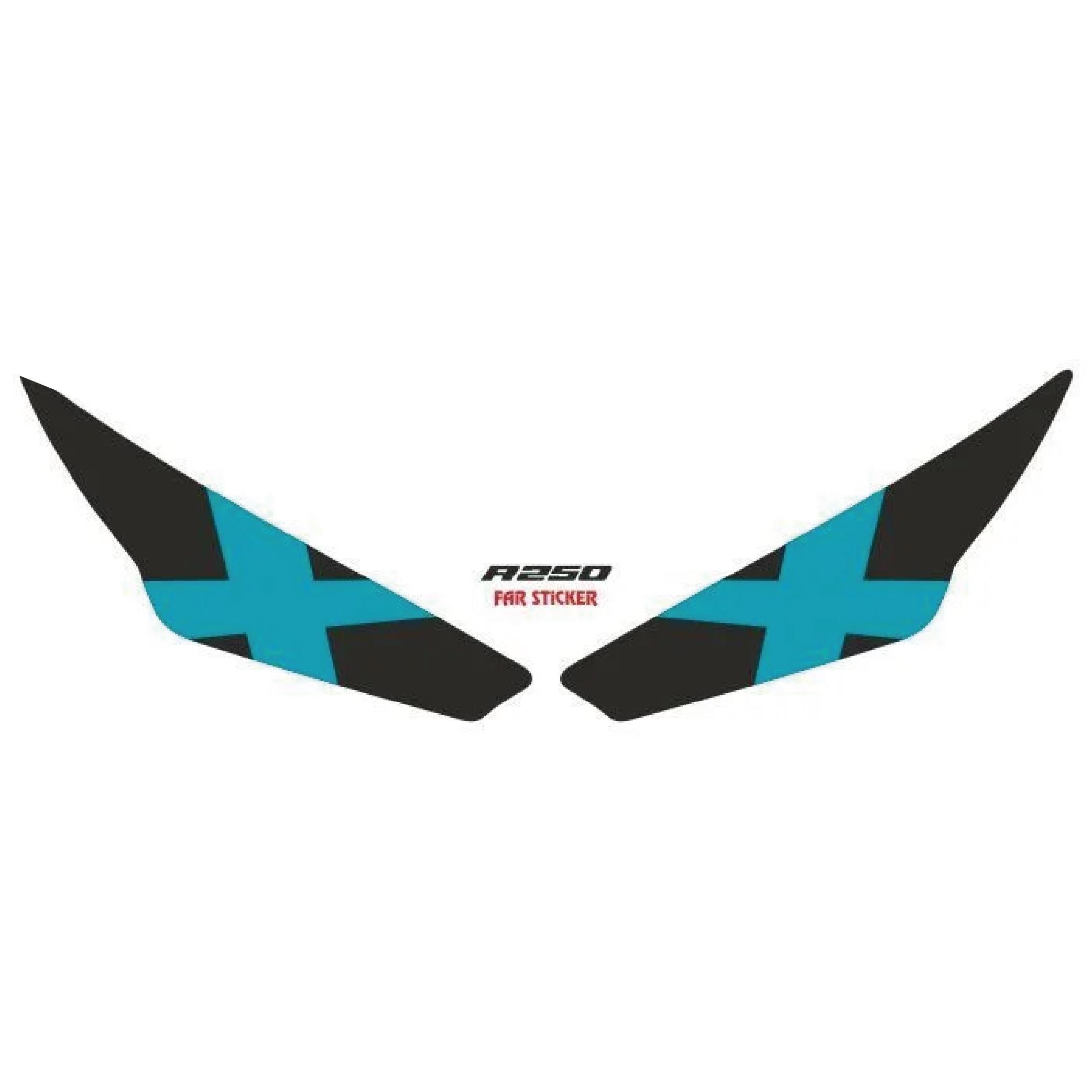 RKS R250 Mavi Çarpı Far Sticker Etiket Modeli