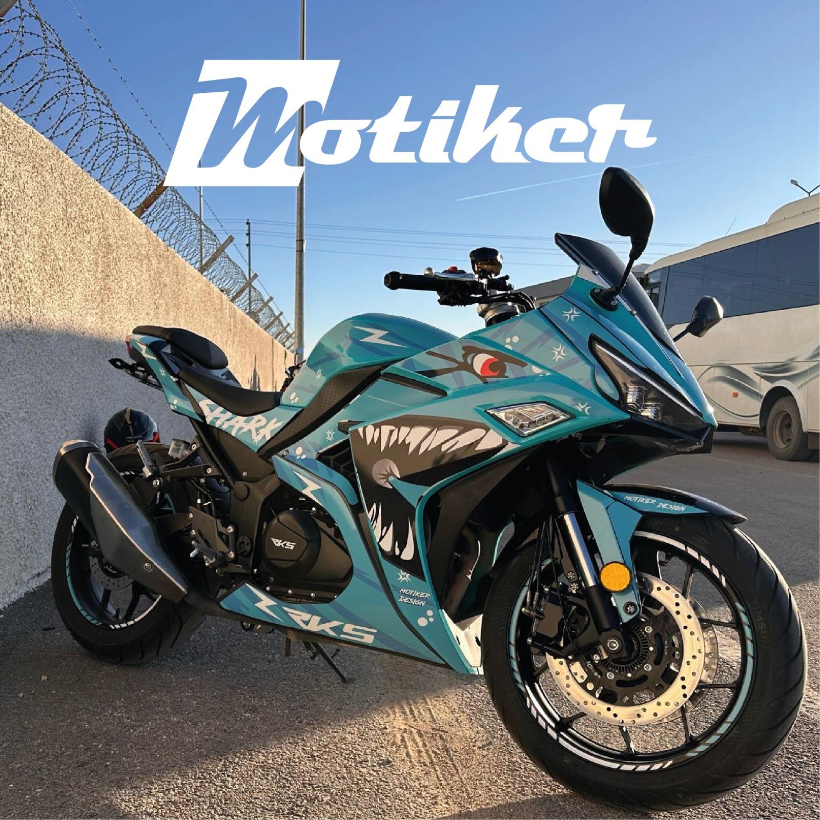 RKSRKS R250 Mavi Shark Köpekbalığı Parçalı Motosiklet Kaplama Modeli