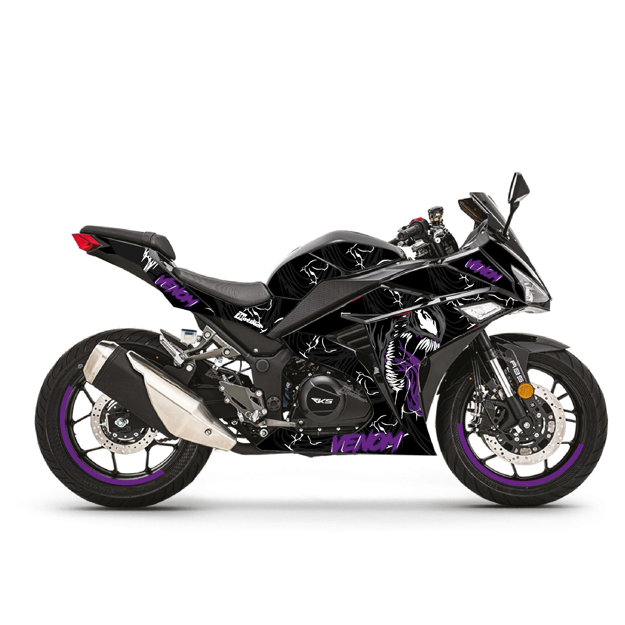 RKS R250 Mor Siyah Venom Parçalı Kaplama Sticker Etiket Modeli