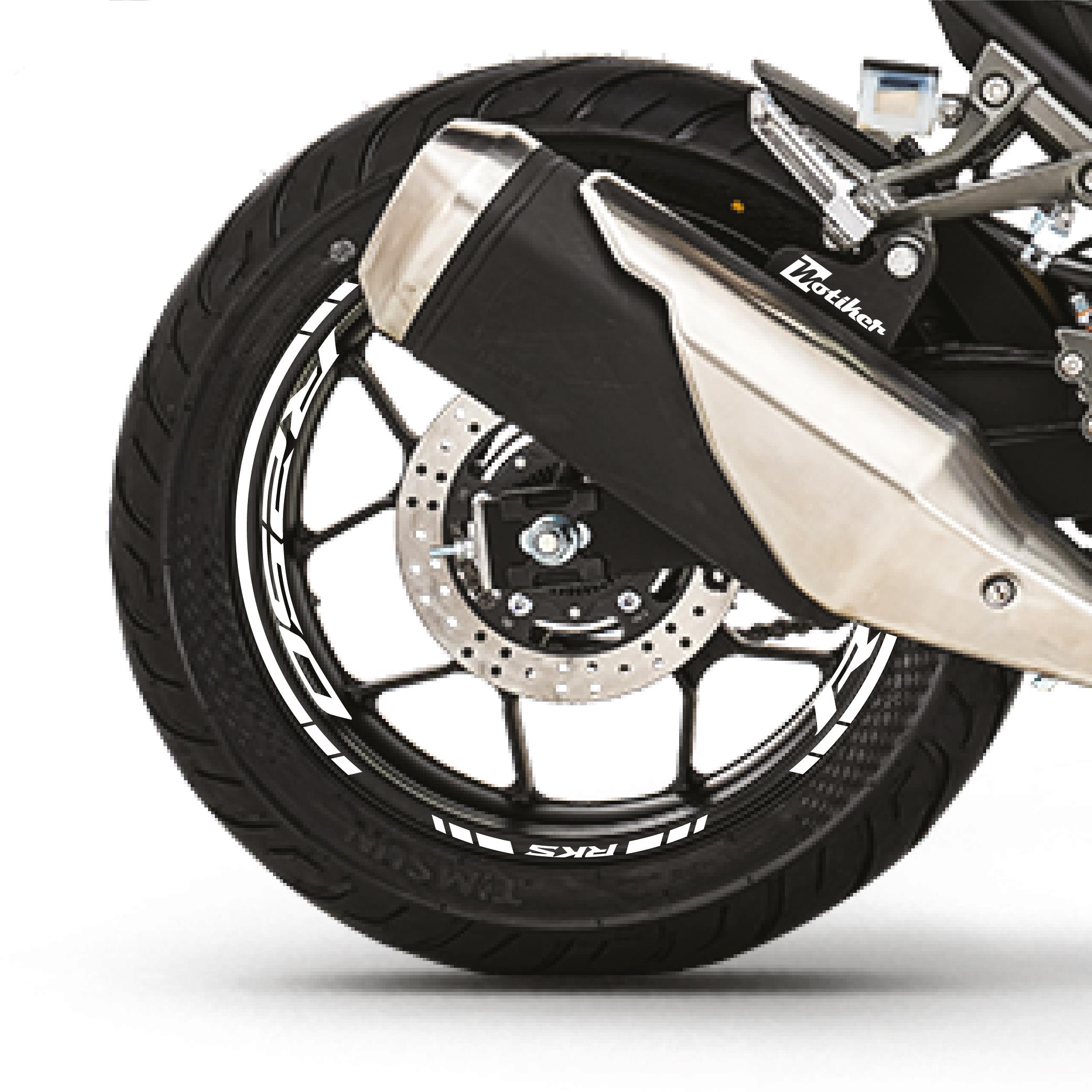 RKSRKS R250 Motosiklet Jant İç ve Dış Set Sticker Etiket Modeli Beyaz