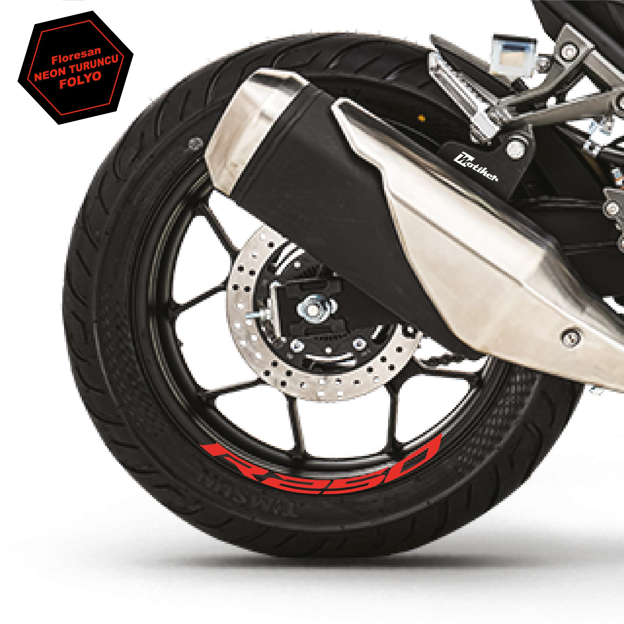RKSRKS R250 Motosiklet Jant İçi Sticker Etiket Modeli Neon Turuncu