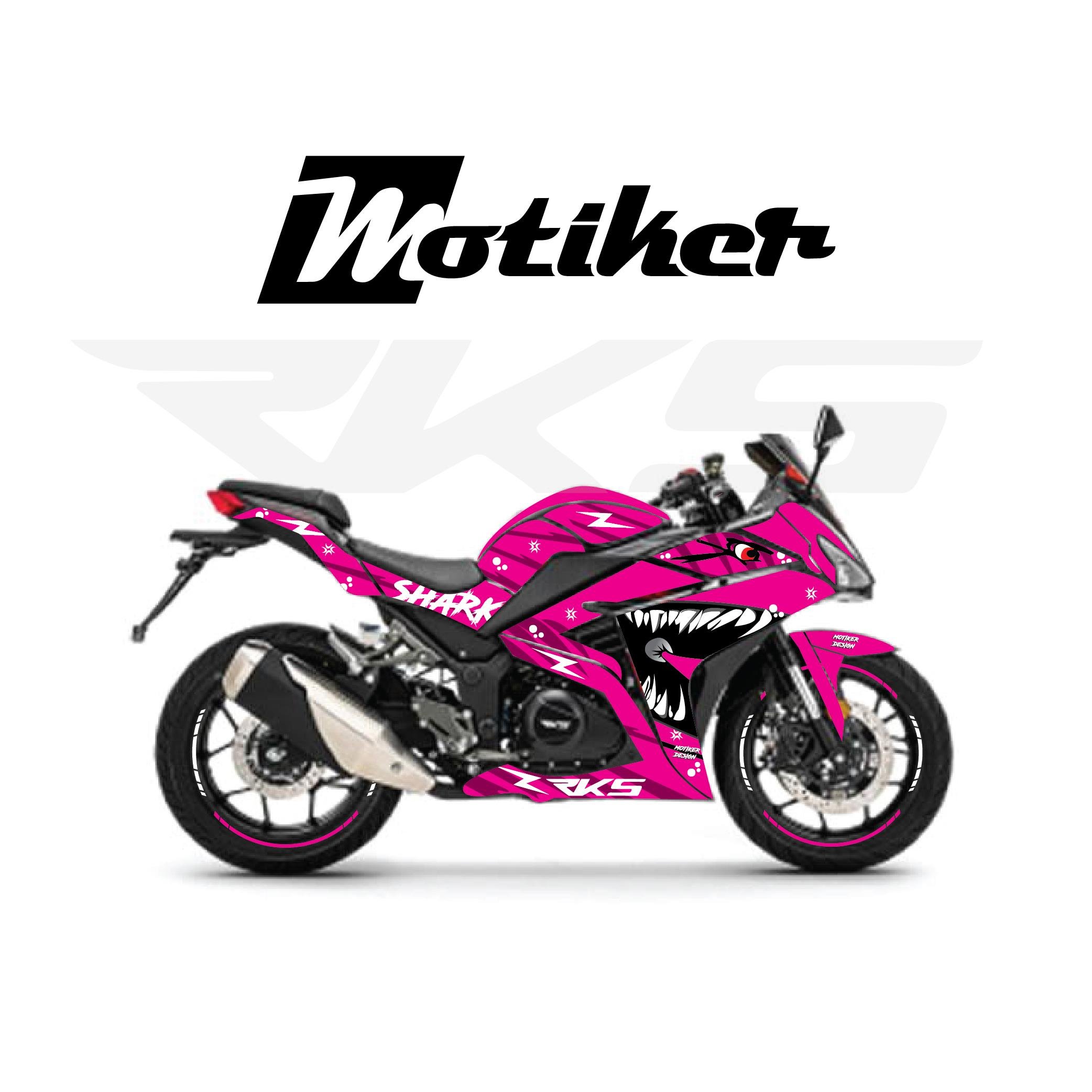RKS R250 Pembe Shark Köpekbalığı Parçalı Motosiklet Kaplama Modeli