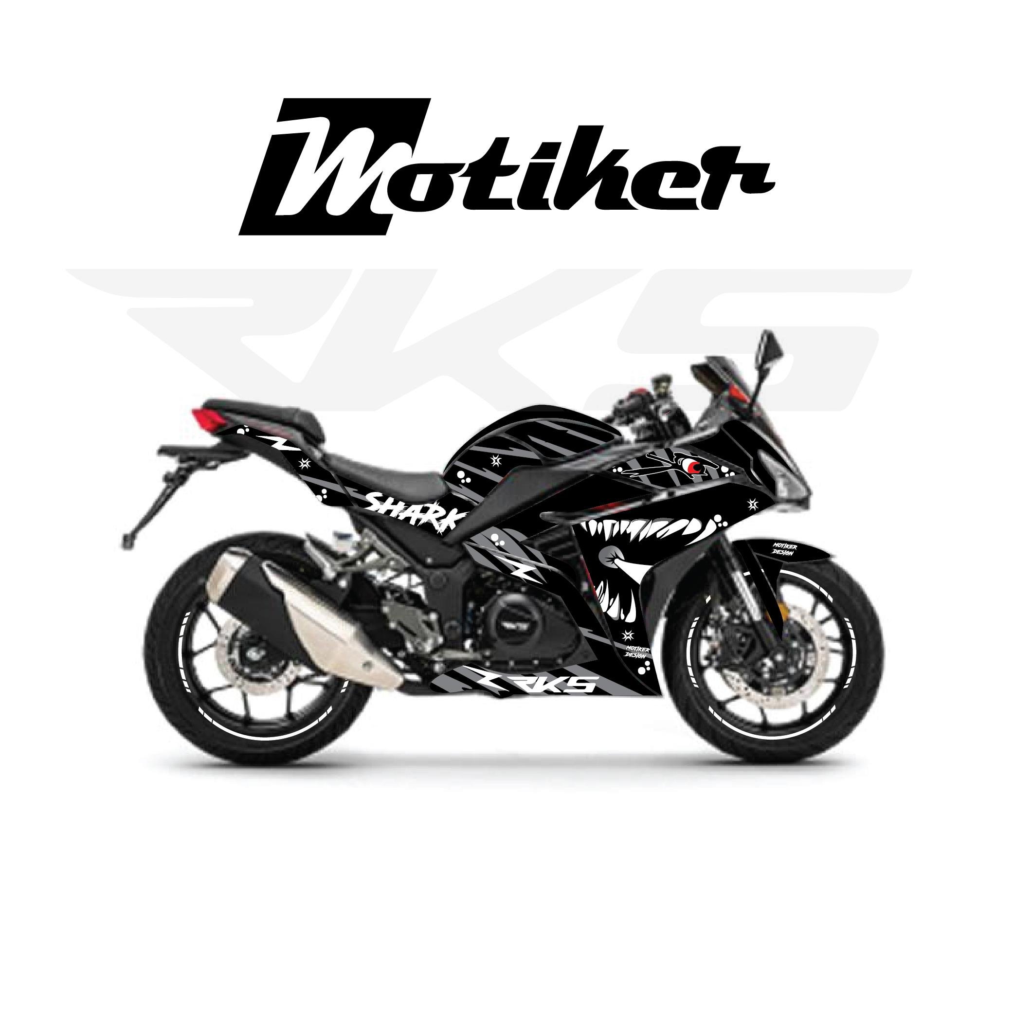 RKS R250 Siyah Shark Köpekbalığı Parçalı Motosiklet Kaplama Modeli