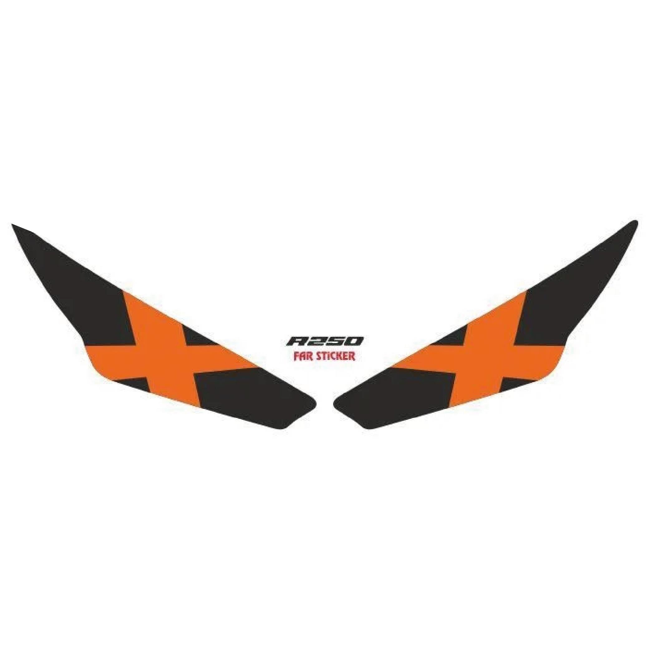 RKS R250 Turuncu Çarpı Far Sticker Etiket Modeli