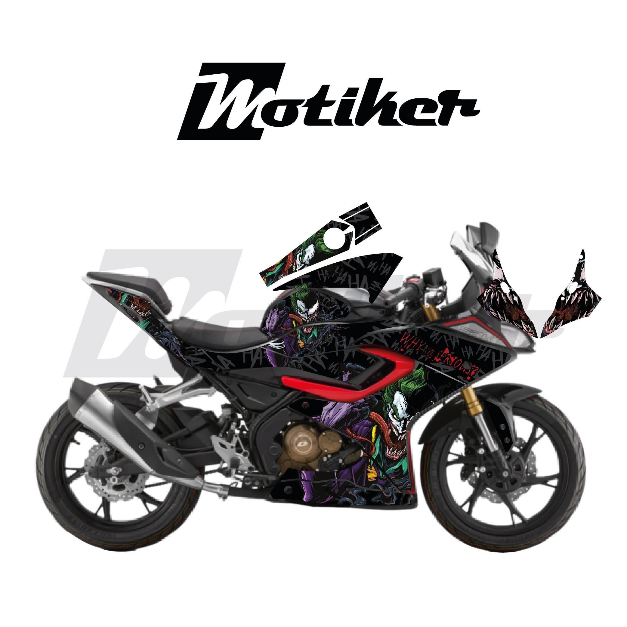 RKSRKS SRK 125R Kaplama Motosiklet Sticker Etiket Modeli Joker Desen Gri Yeşil Kırmızı