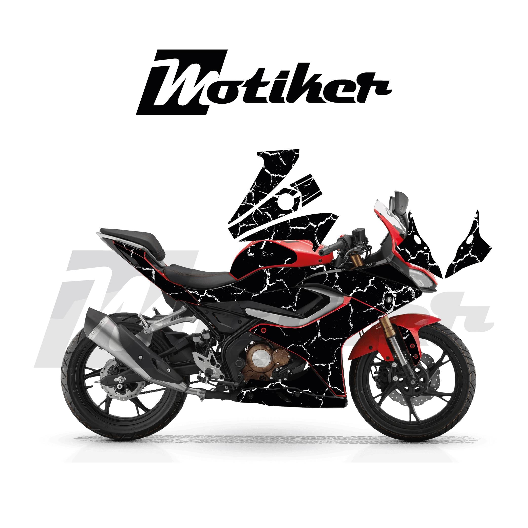 MARKALARRKS SRK125R Kaplama Motosiklet Sticker Etiket Modeli Şimşek Desen Beyaz