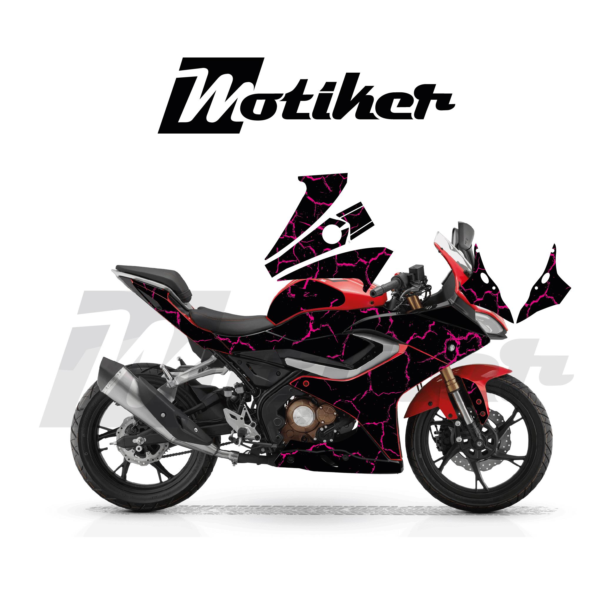 MARKALARRKS SRK125R Kaplama Motosiklet Sticker Etiket Modeli Şimşek Desen Pembe