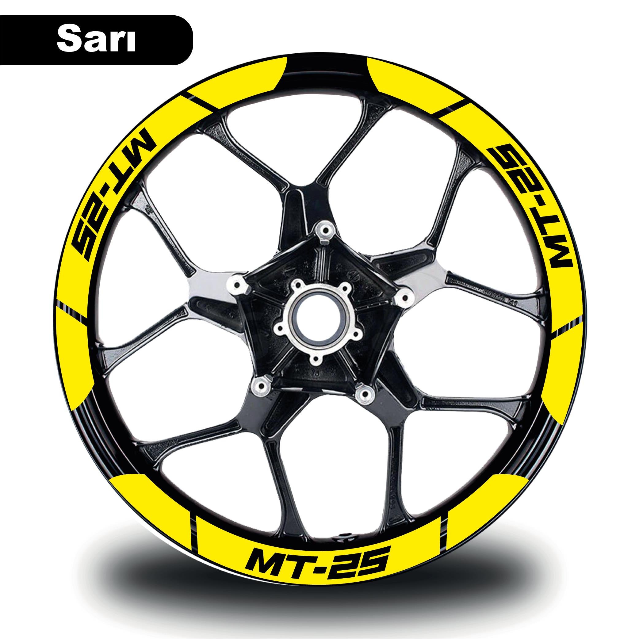 MT-25Sarı Yamaha MT-25 Geniş Jant Sticker Etiket Modeli