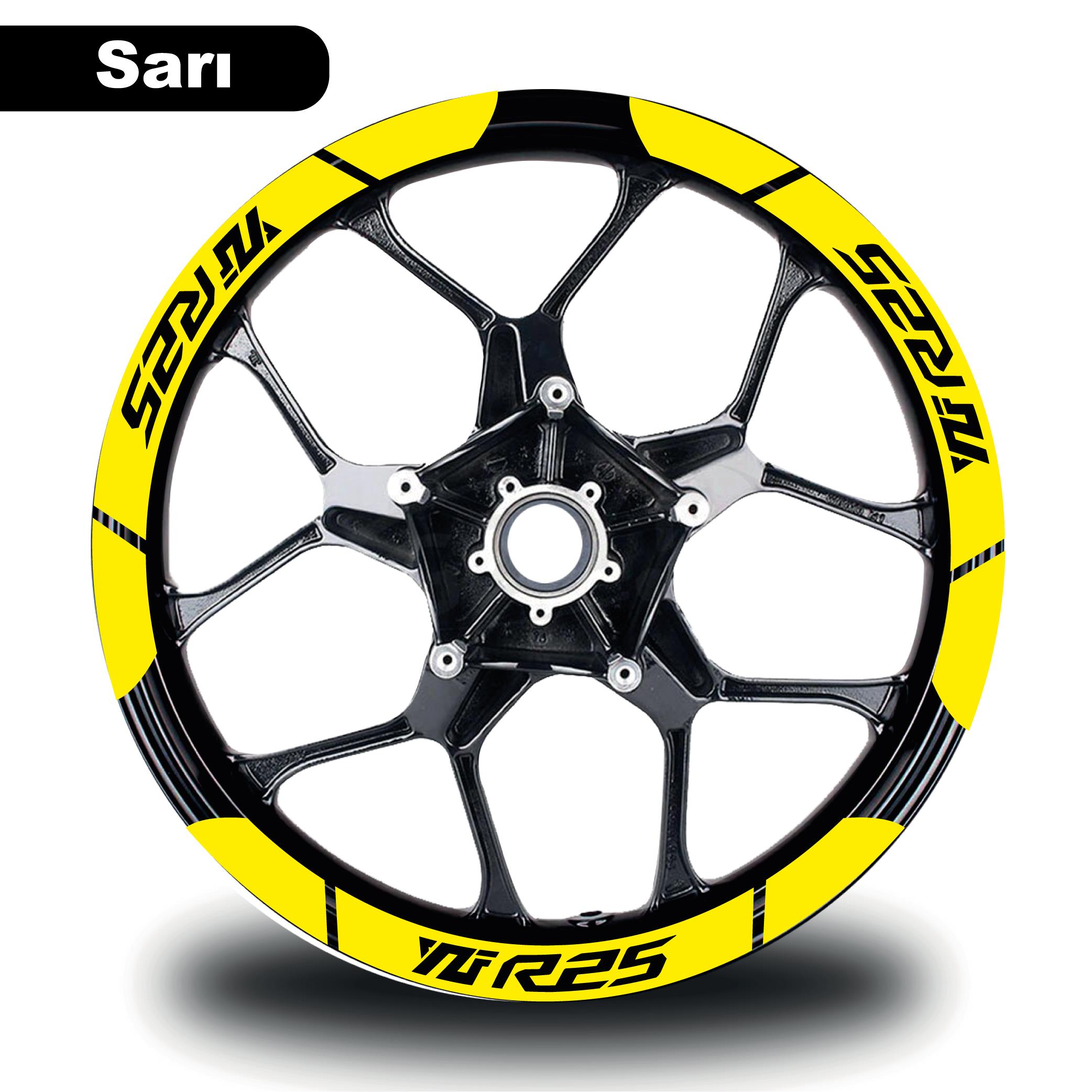 R25Sarı Yamaha YZF R25 Geniş Jant Sticker Etiket Modeli