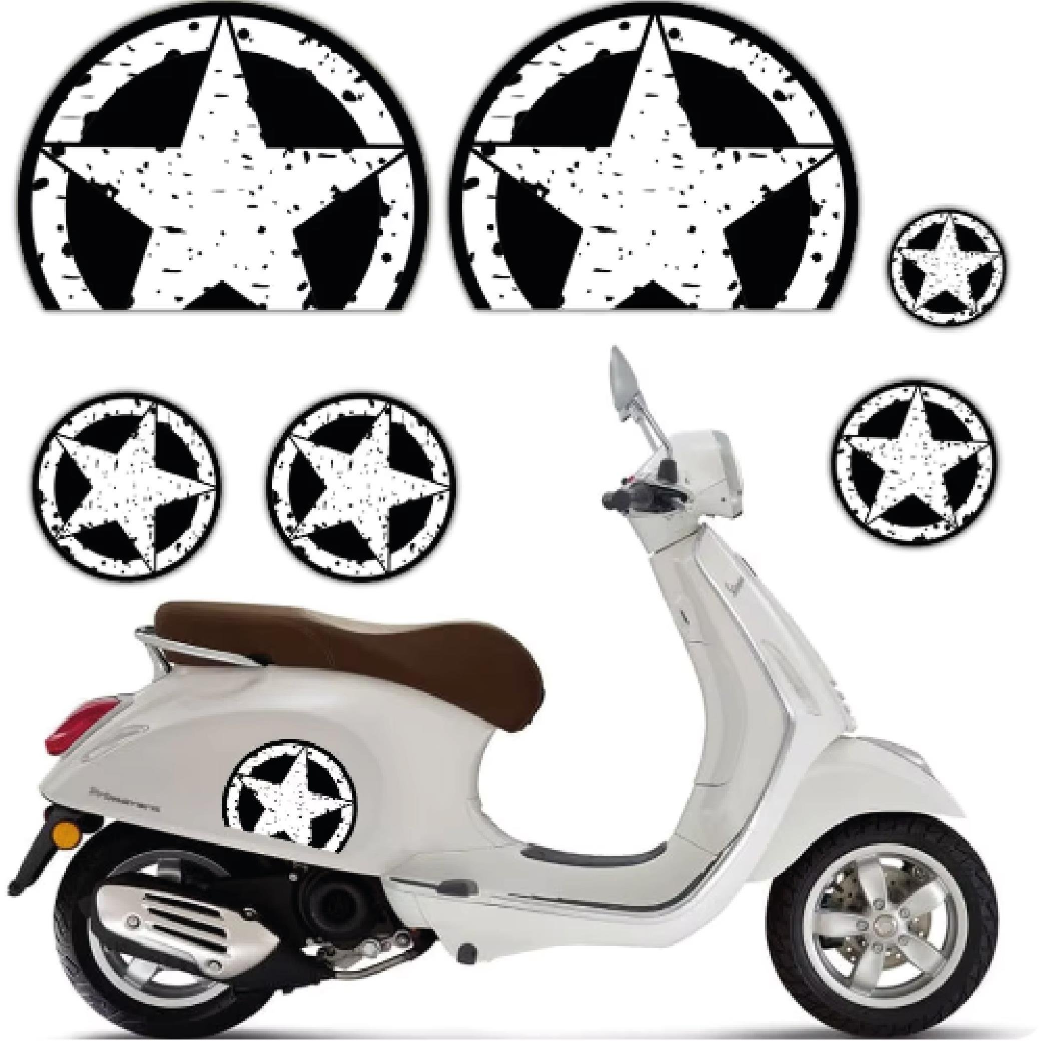DiğerScooter Yıldız Desen Evrensel Set Sticker Etiket Kaplama Modeli Siyah