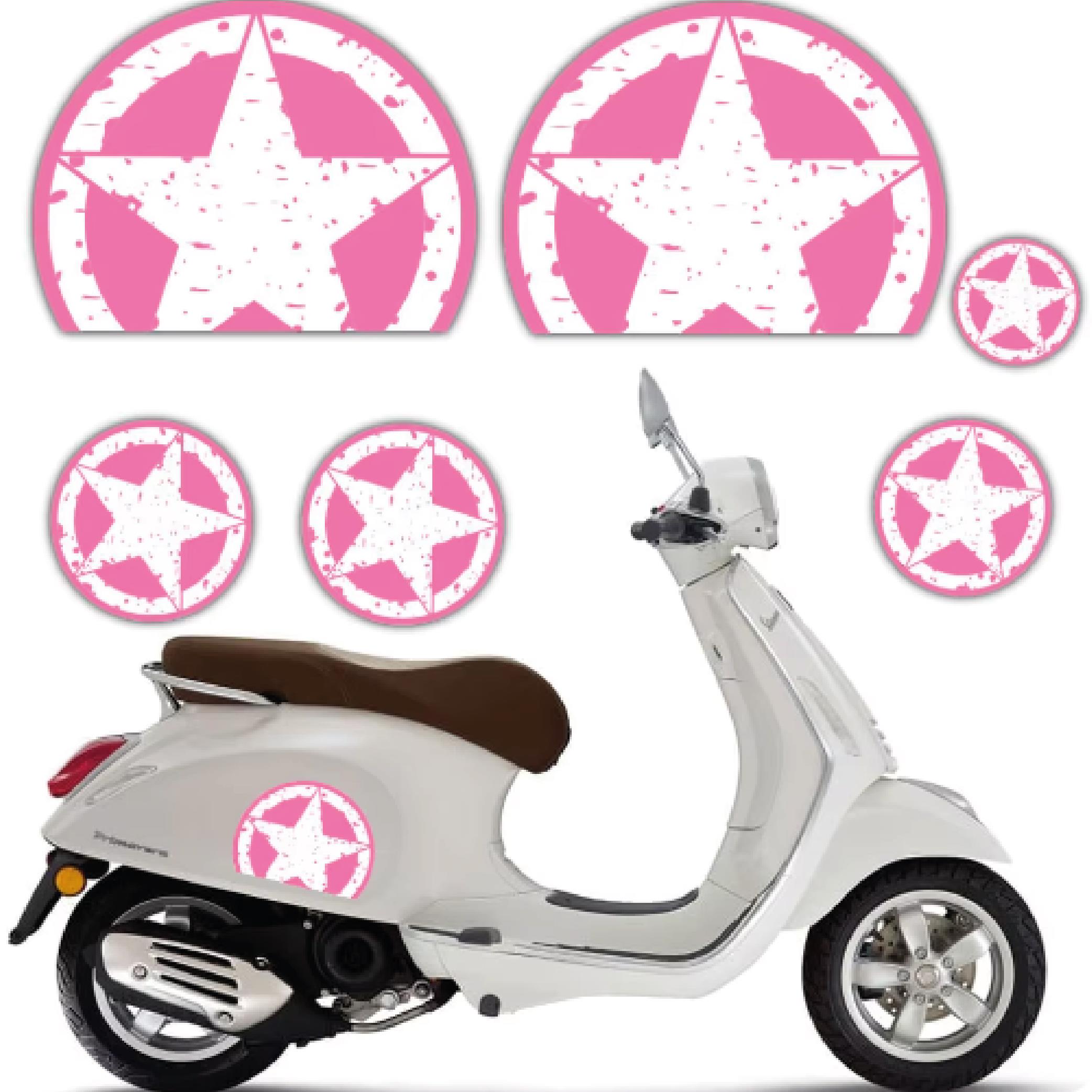 DiğerScooter Yıldız Desen Evrensel Set Sticker Etiket Kaplama Modeli Pembe