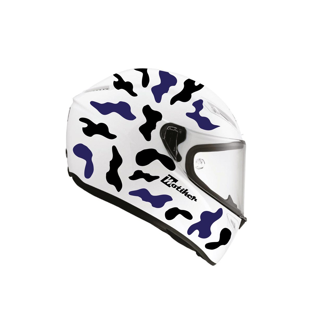 Siyah Mavi Kamuflaj Kask Sticker Modeli