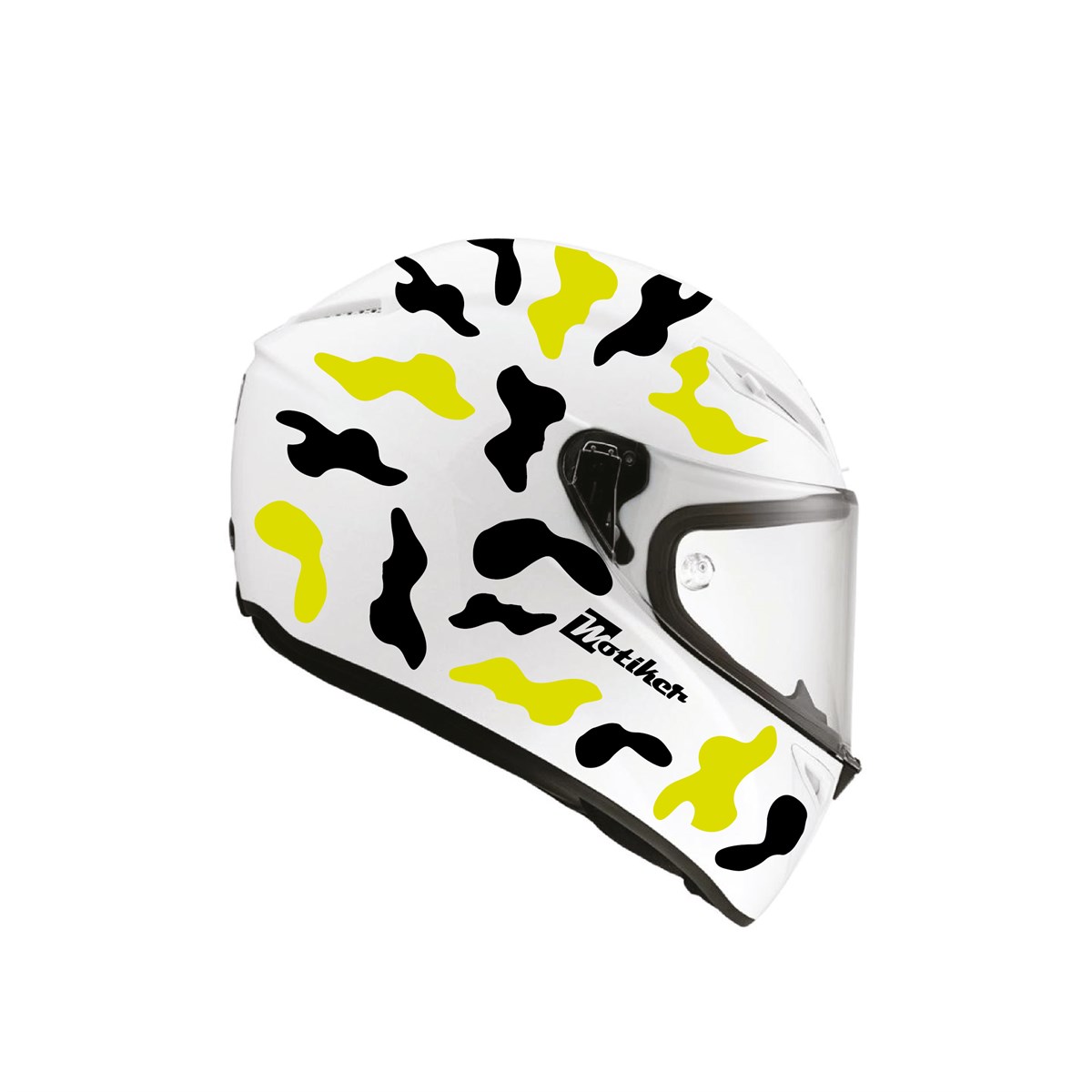 Siyah Neon Sarı Kamuflaj Kask Sticker Modeli