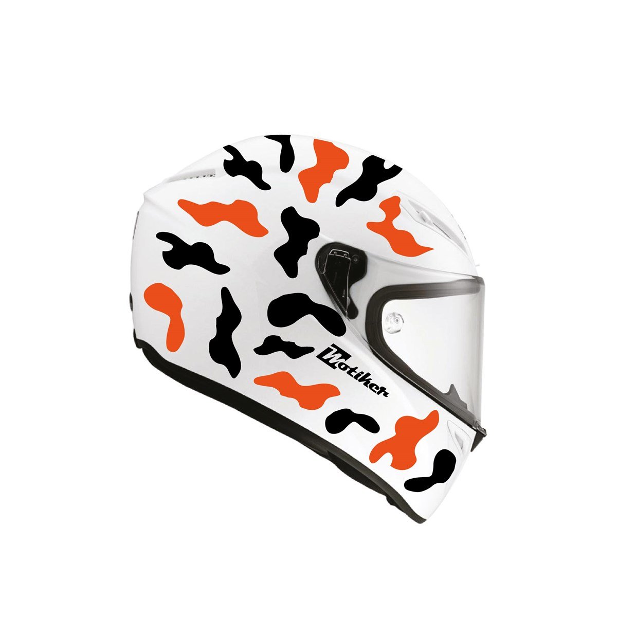 Siyah Neon Turuncu Kamuflaj Kask Sticker Modeli