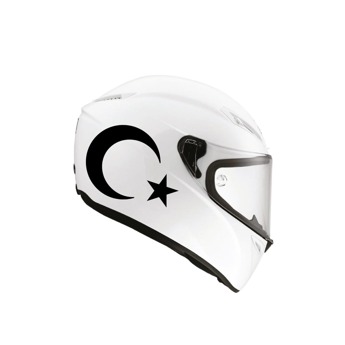 Tek Renk Ay-Yıldız(Moon-Star Helmet Stickers) Kask Sticker Etiket Modeli [  Motiker