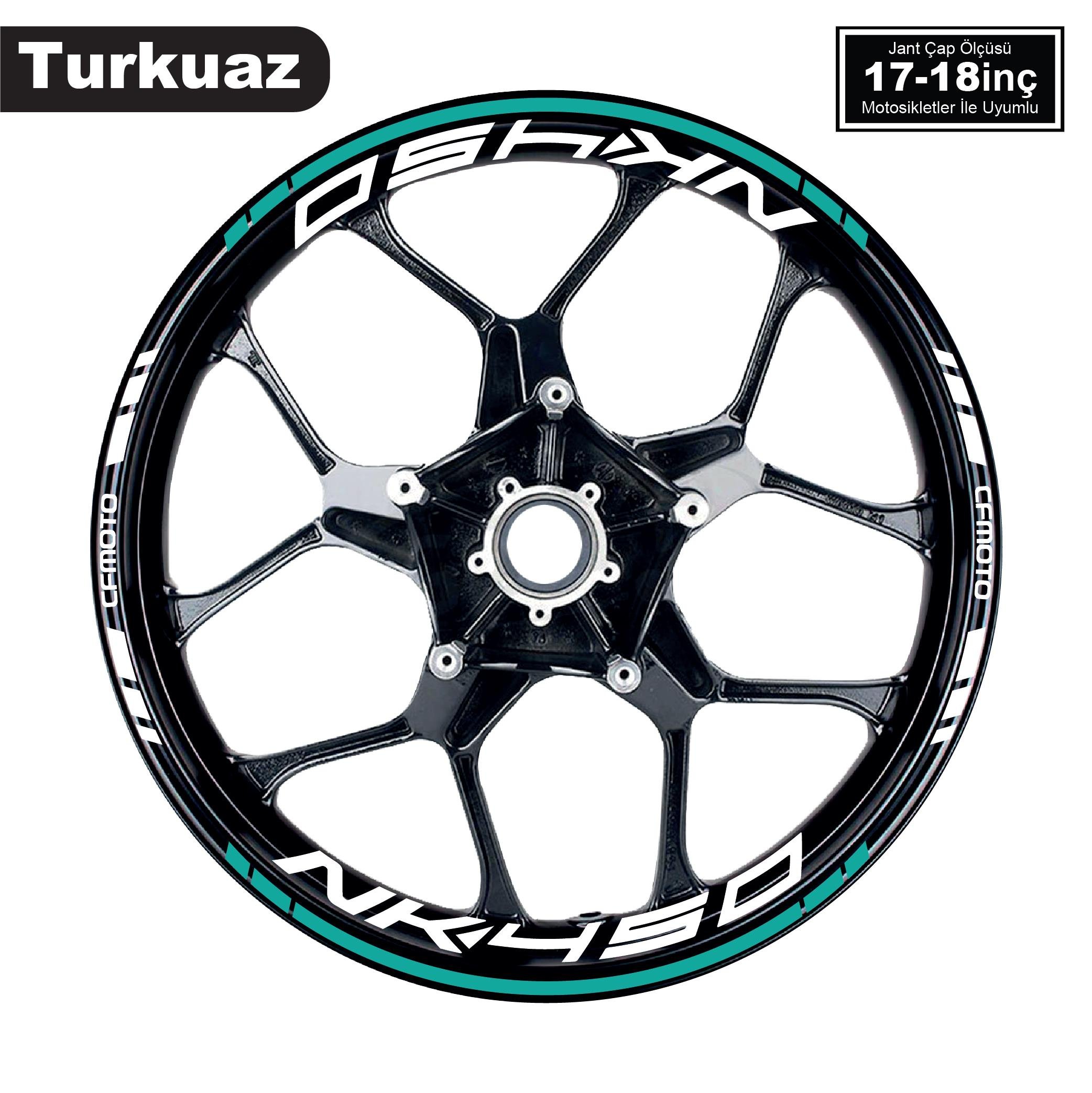 450 NKTurkuaz CFMOTO 450NK Motosiklet Jant Sticker Etiket Modeli İç & Dış Takım