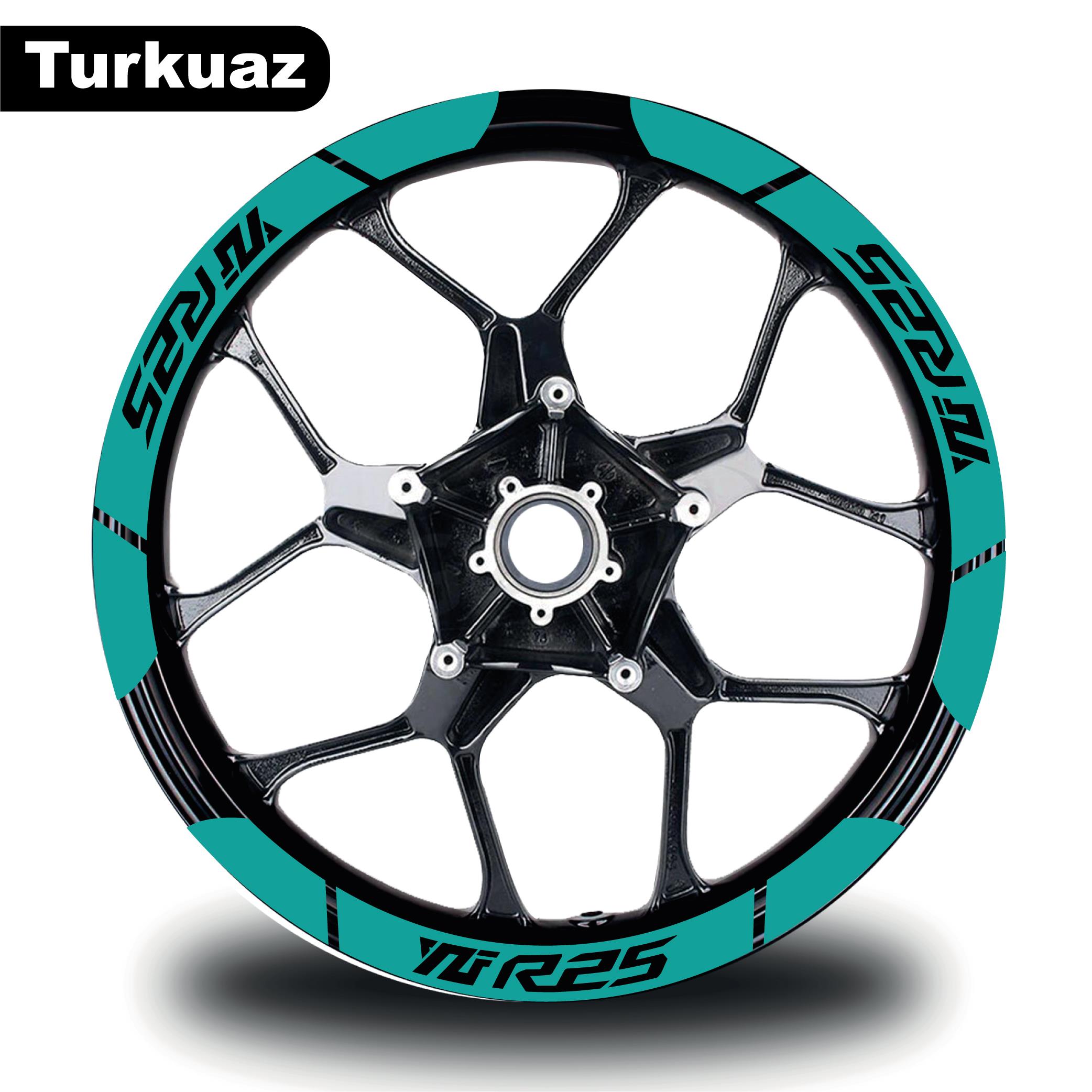 R25Turkuaz Yamaha YZF R25 Geniş Jant Sticker Etiket Modeli