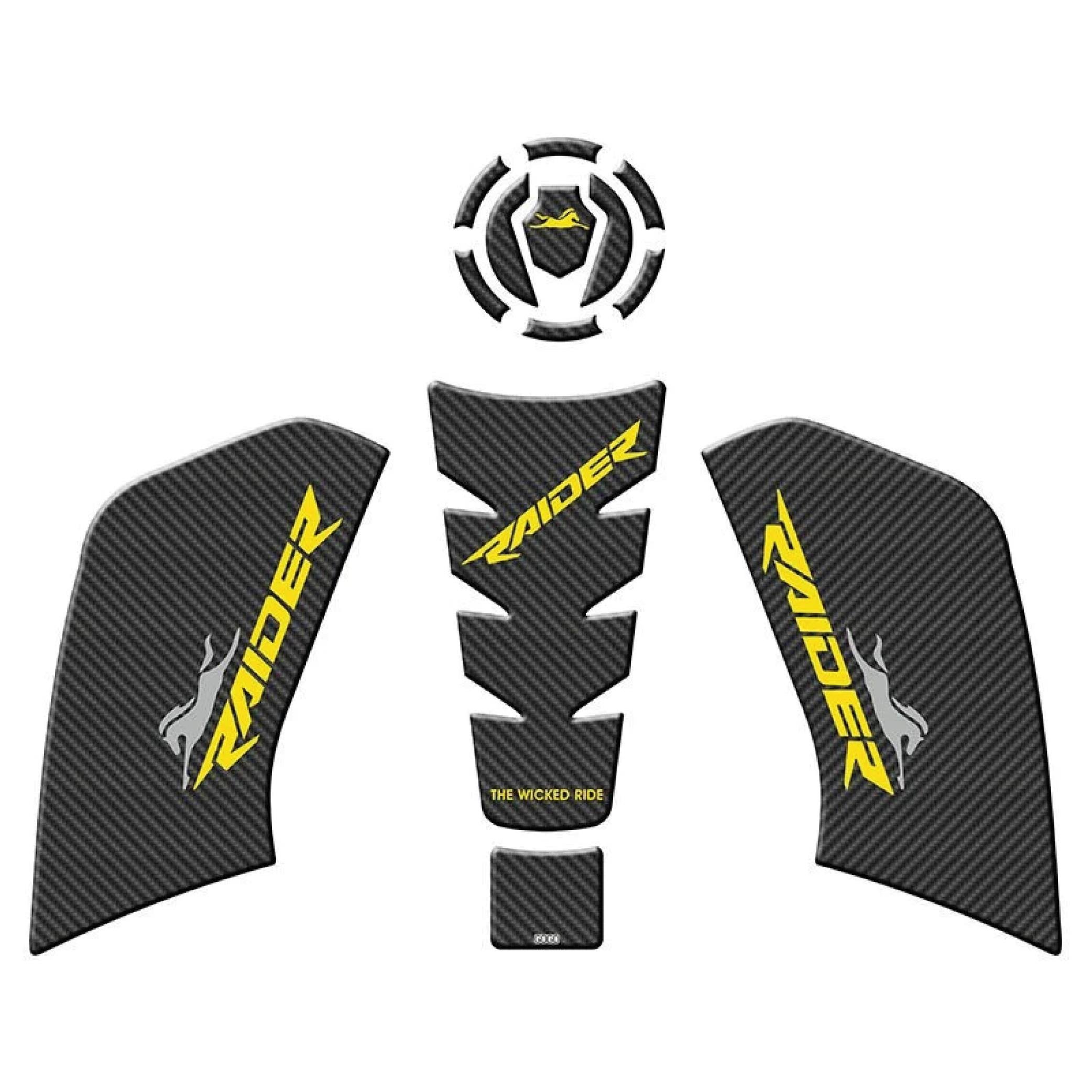 TVSTVS RAIDER 2023-2024 Tank Pad Set Karbon-Sarı Modeli