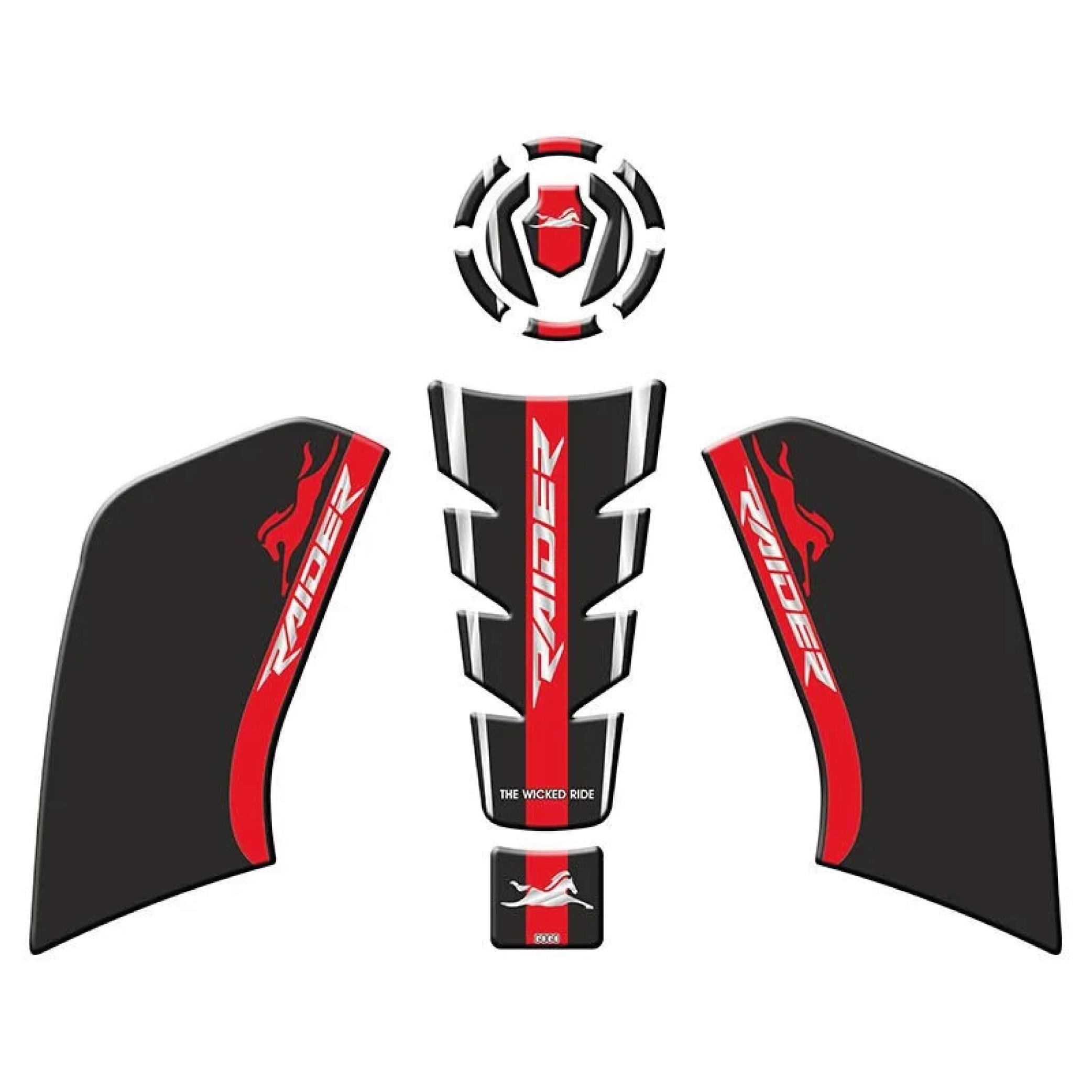 TVSTVS RAIDER 2023-2024 Tank Pad Set Siyah-Kırmızı Modeli