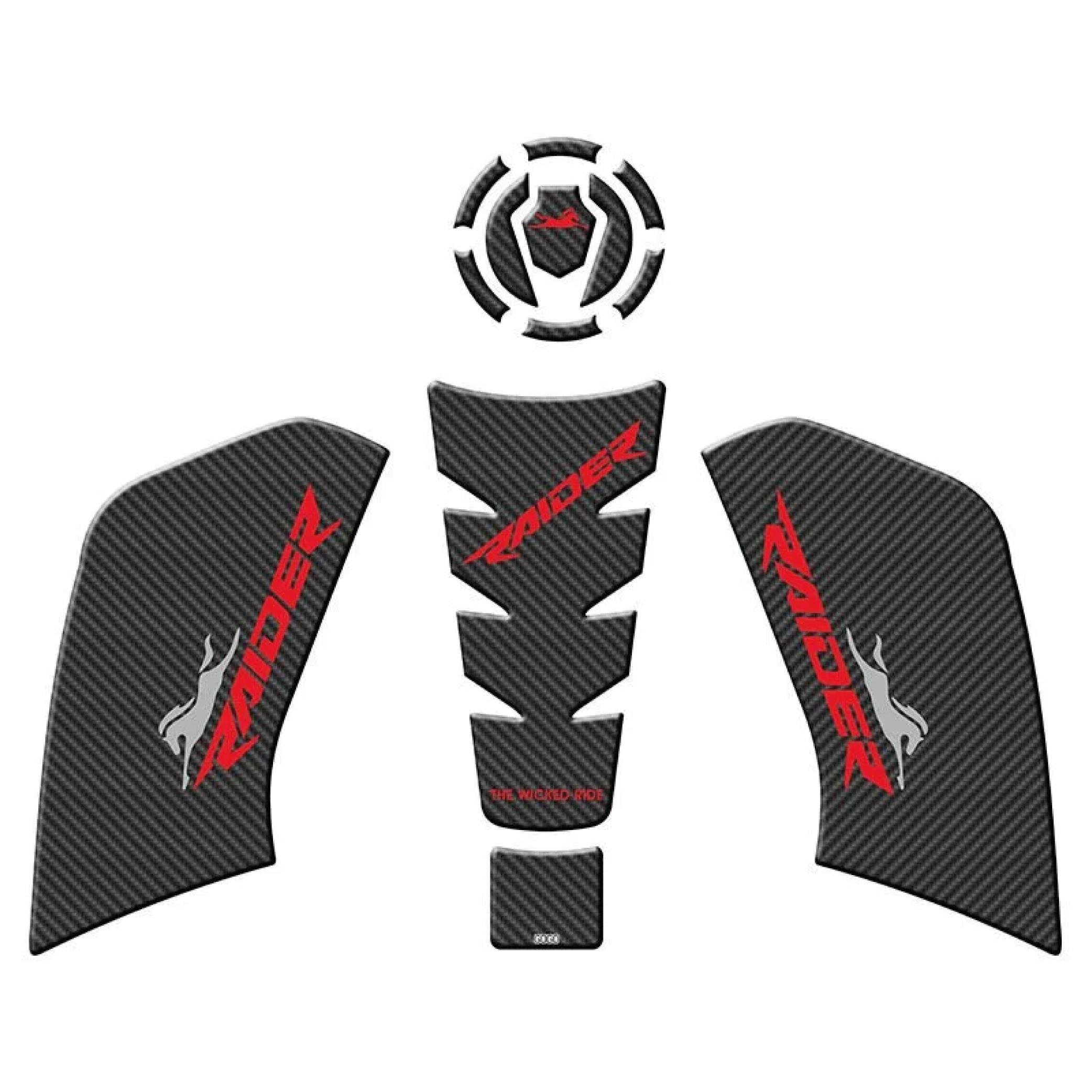 TVSTVS RAIDER Tank Pad Set Karbon-Kırmızı Modeli