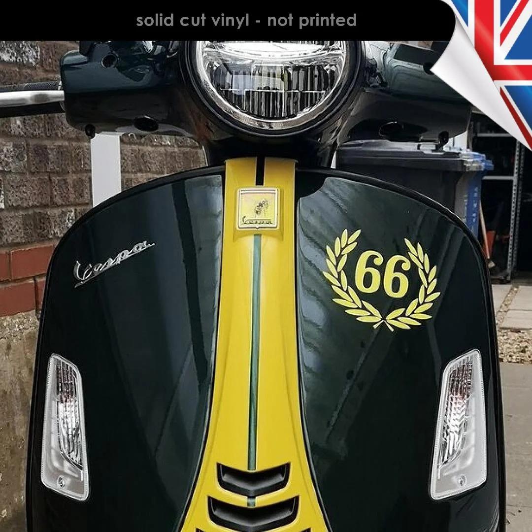 PiaggioVespa Sarı 66 Tasarımlı Piaggio Scooter Sticker Etiket 
