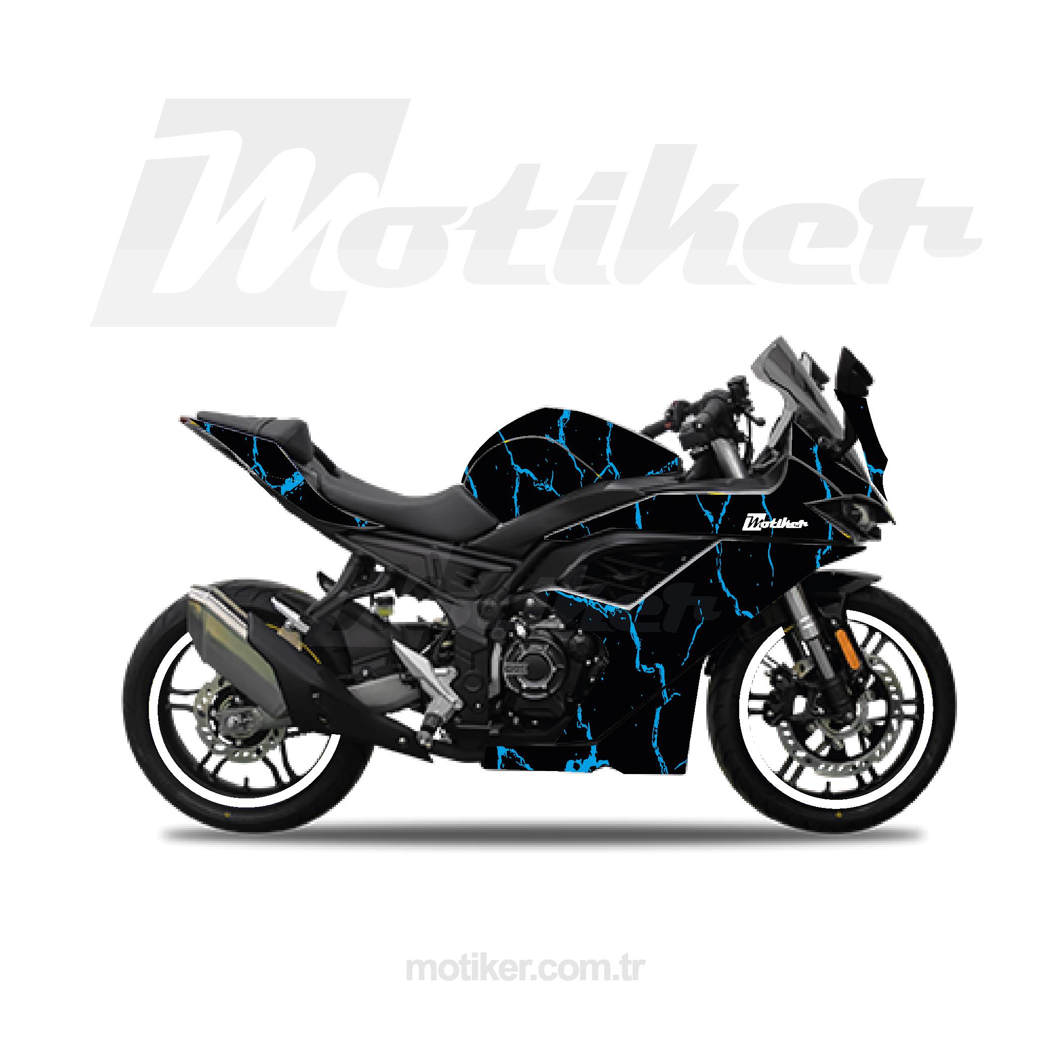 VOGEVOGE 250RR Açık Mavi Şimşek Sticker Etiket Kaplama Modeli