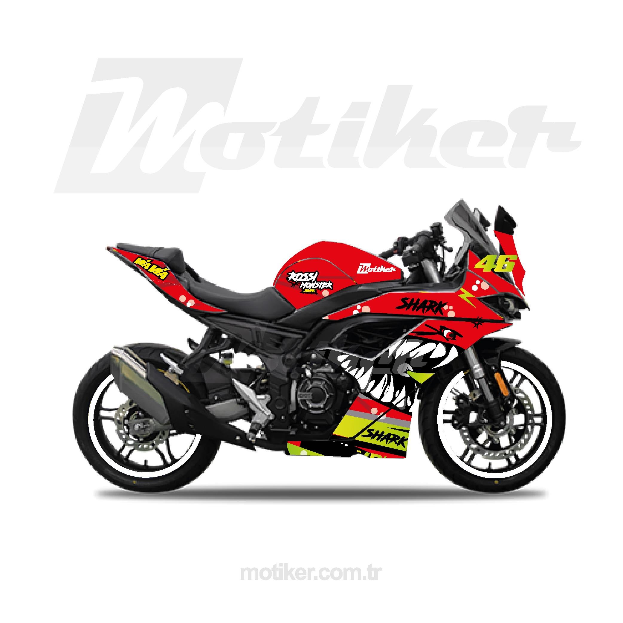 VOGEVOGE 250RR Kırmızı Shark Sticker Etiket Kaplama Modeli