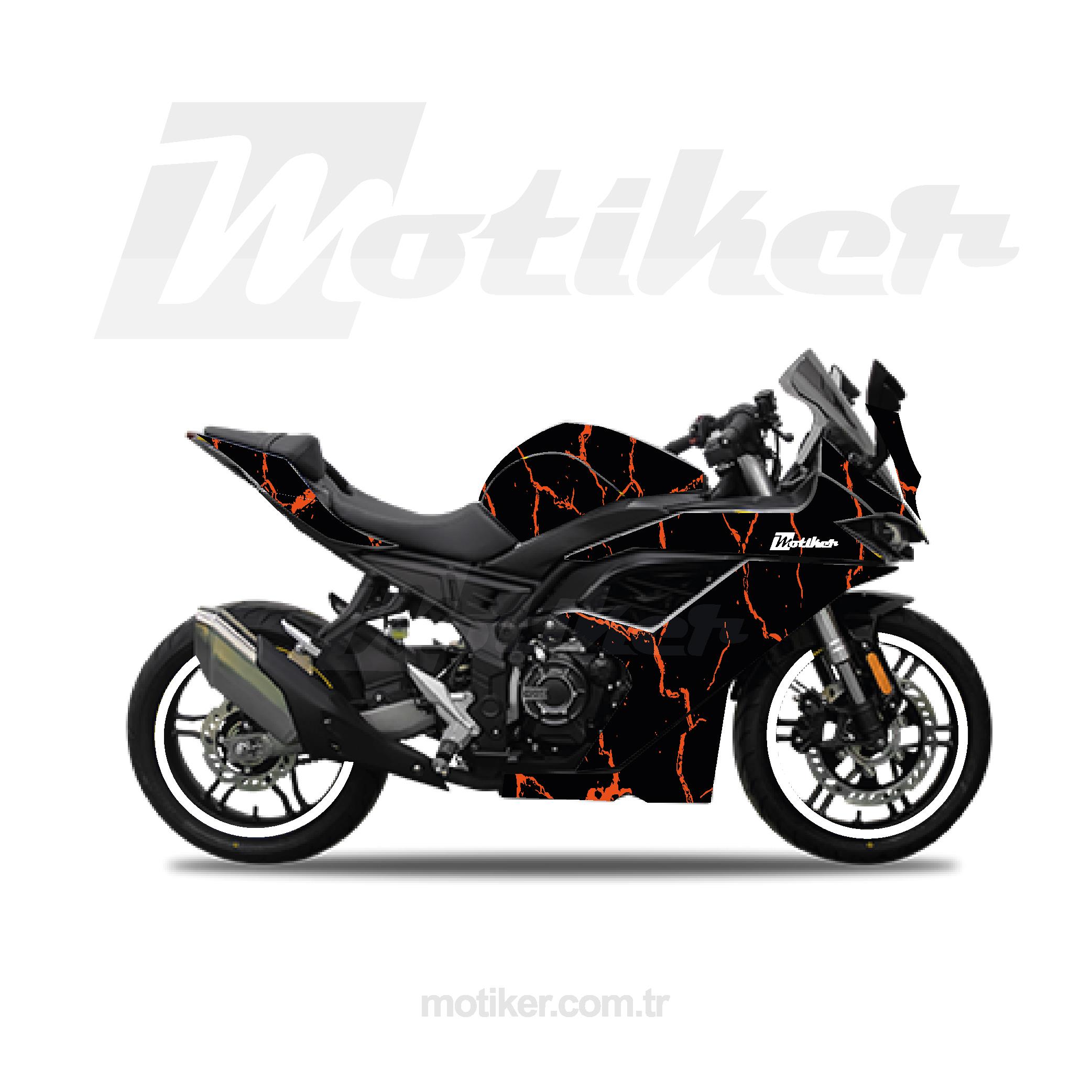 VOGEVOGE 250RR Turuncu Şimşek Sticker Etiket Kaplama Modeli