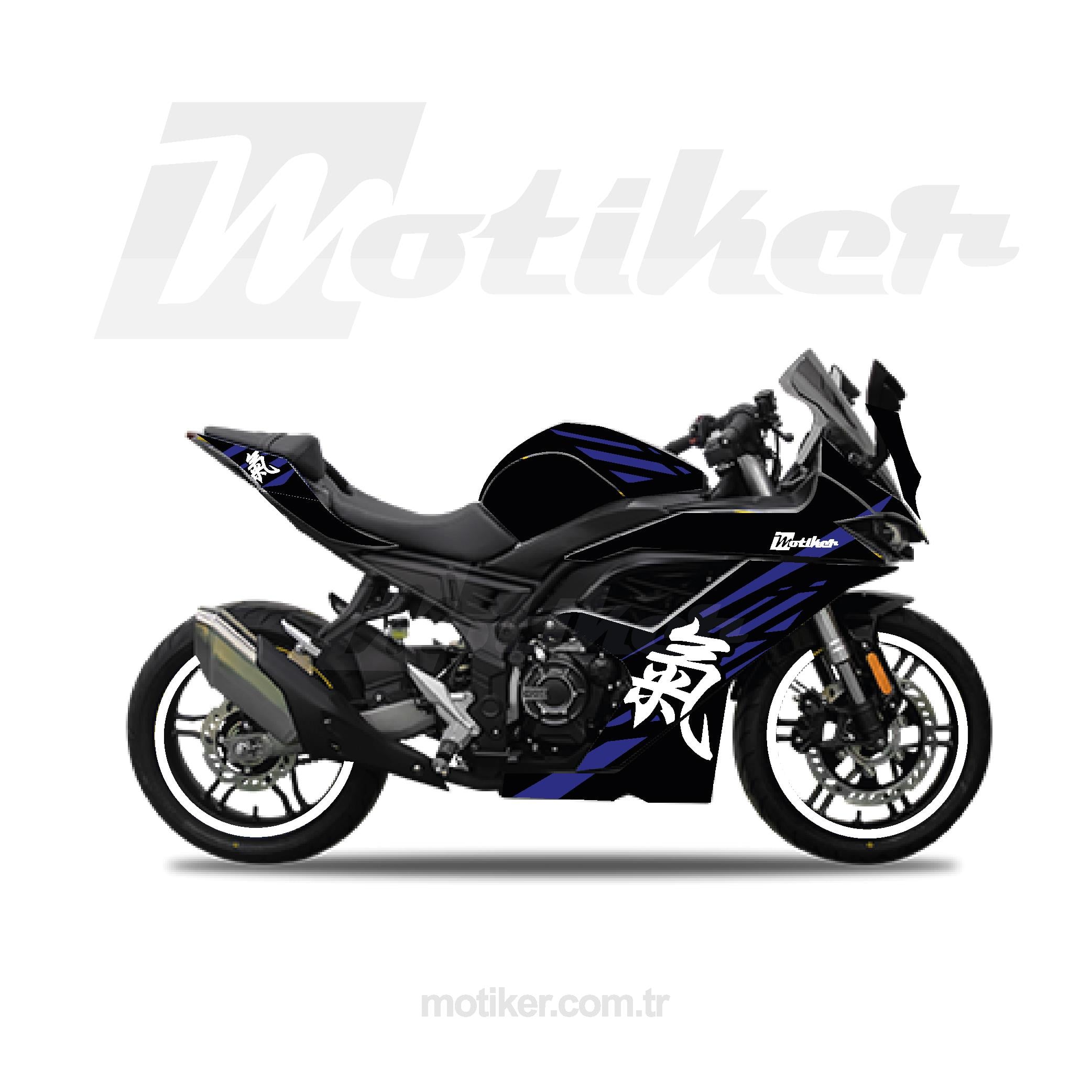 VOGEVOGE Japan Modeli Lacivert Parçalı Sticker Etiket Kaplama Modeli 