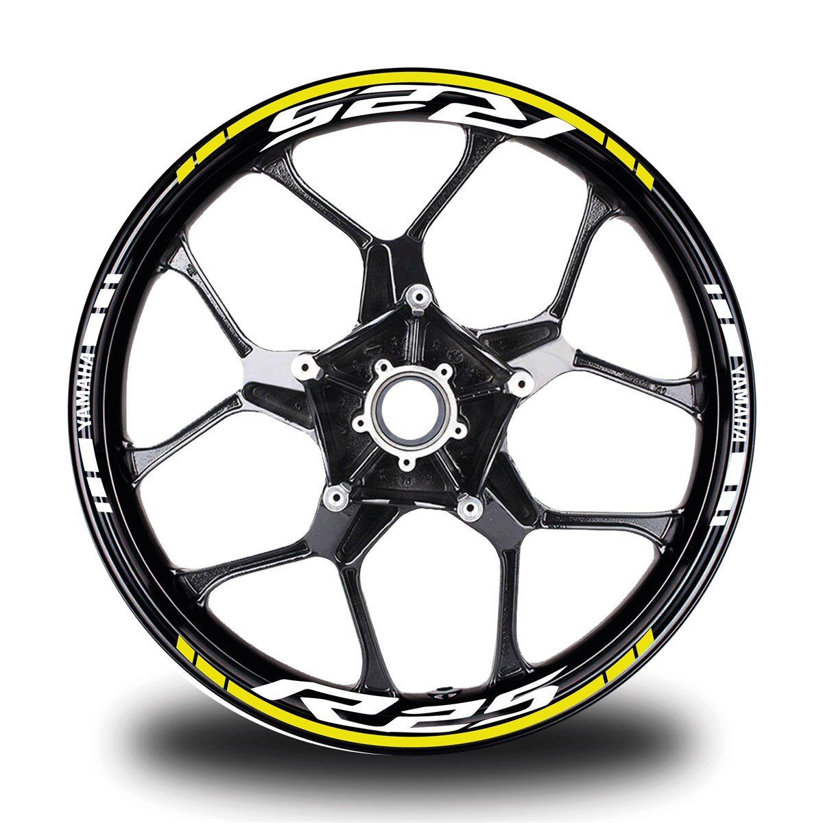 Yamaha Beyaz R25 Sarı Çizgili Takım Jant Sticker
