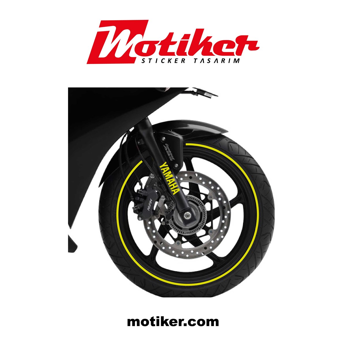 Yamaha Motosiklet Amortisör Neon Sarı Sticker Etiket