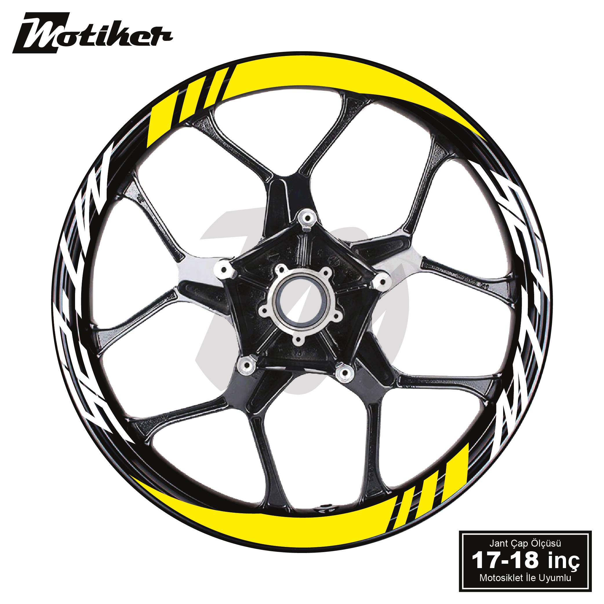 MT-25Yamaha MT-25 Geniş Jant Sticker Modeli 16'lı Sarı Beyaz