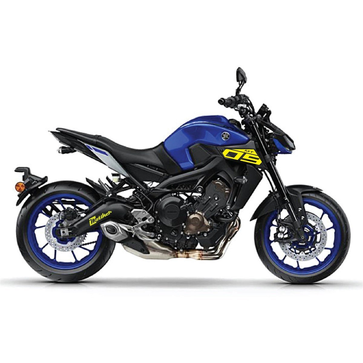 Yamaha MT09 Yan Ön Grenaj Neon Sarı Sticker Etiket Modeli 2