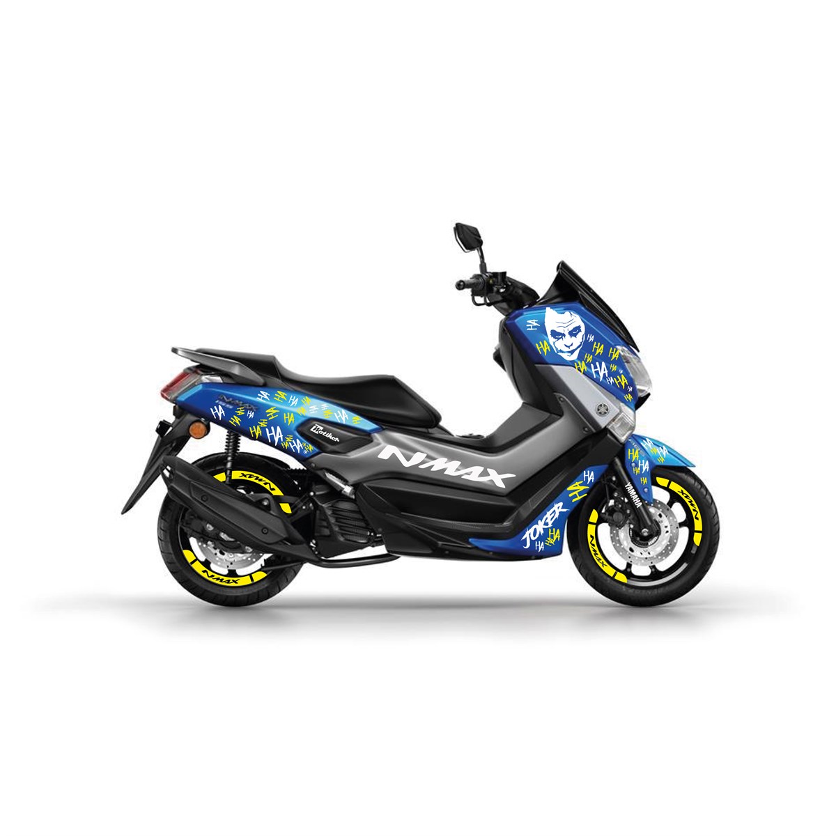Yamaha N-Max Joker Desenli Neon Sarı-Beyaz Takım Sticker Etiket Modeli