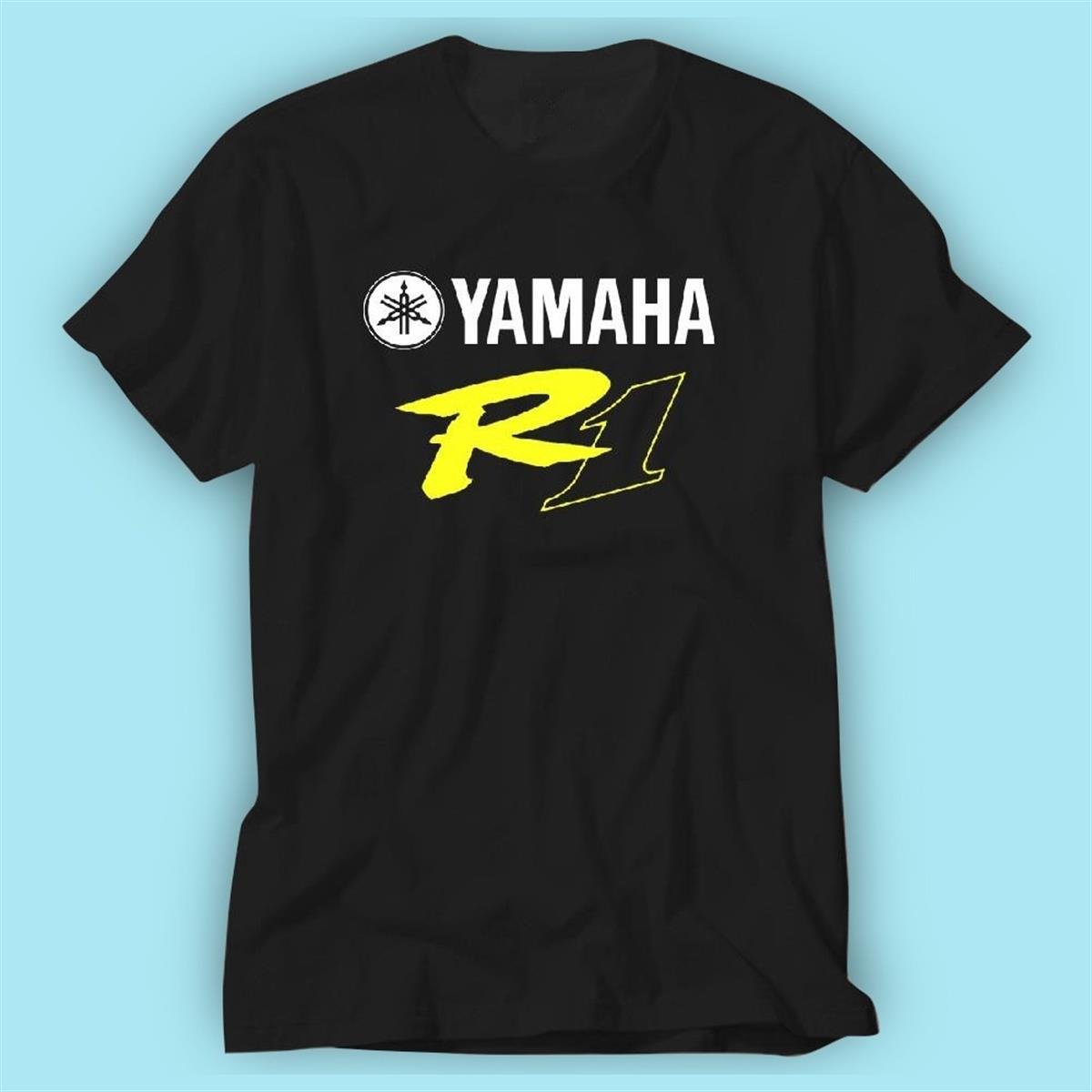 Yamaha R1 Siyah Baskı Logo Tshirt Modeli