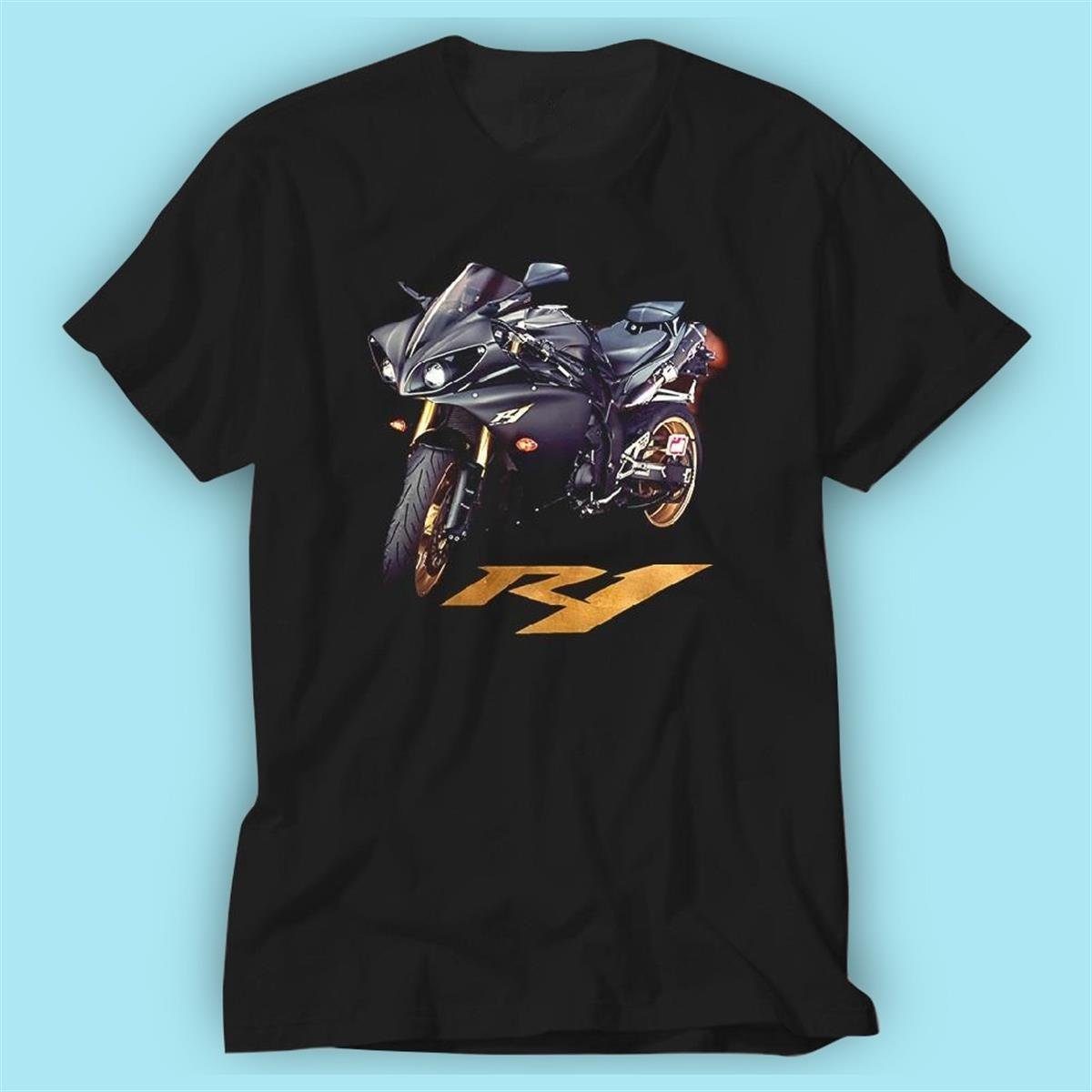 Yamaha R1 Siyah Baskı Logo Tshirt Modeli