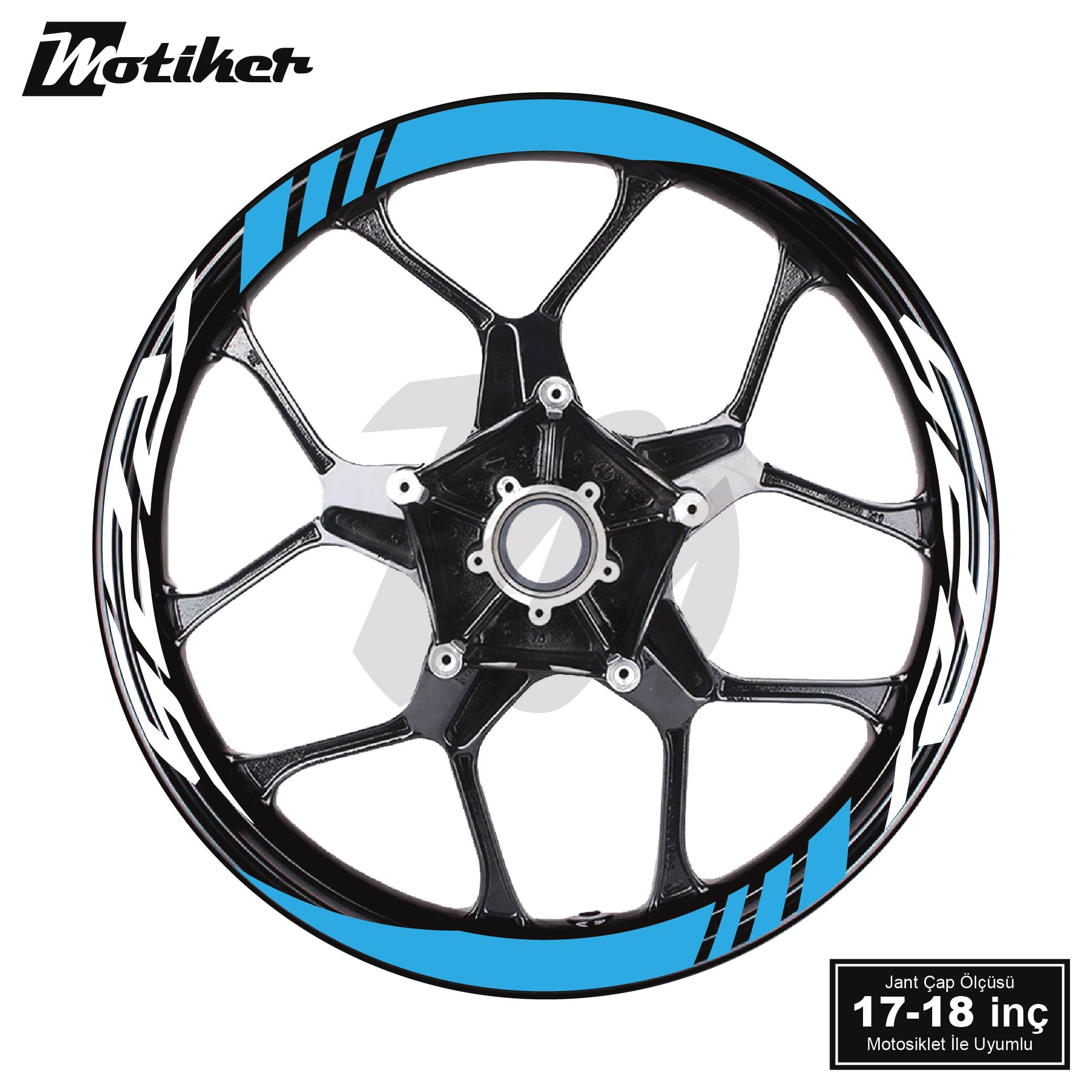 R25Yamaha R25 Geniş Jant Sticker Modeli 16'lı Açık Mavi Beyaz