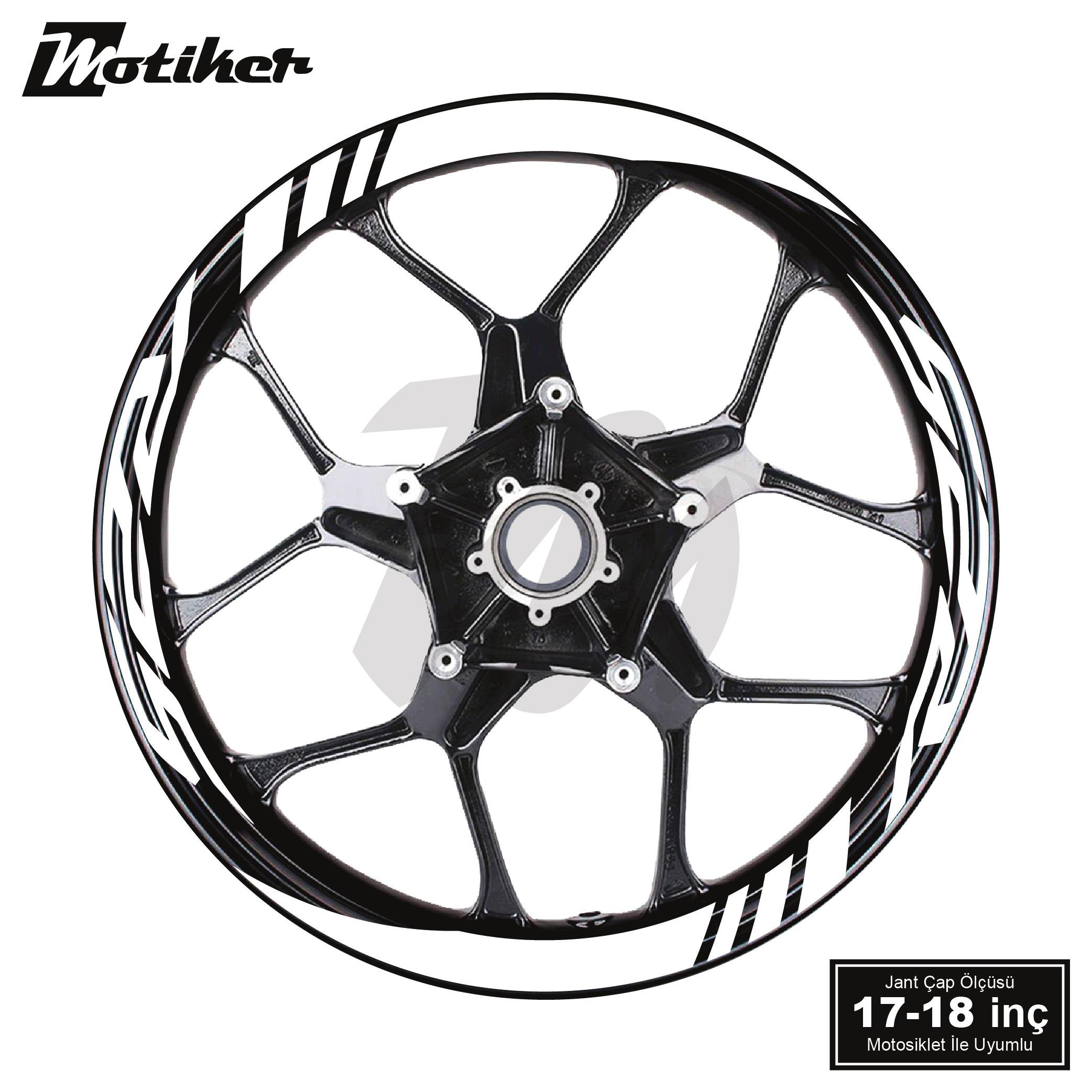 R25Yamaha R25 Geniş Jant Sticker Modeli 16'lı Beyaz